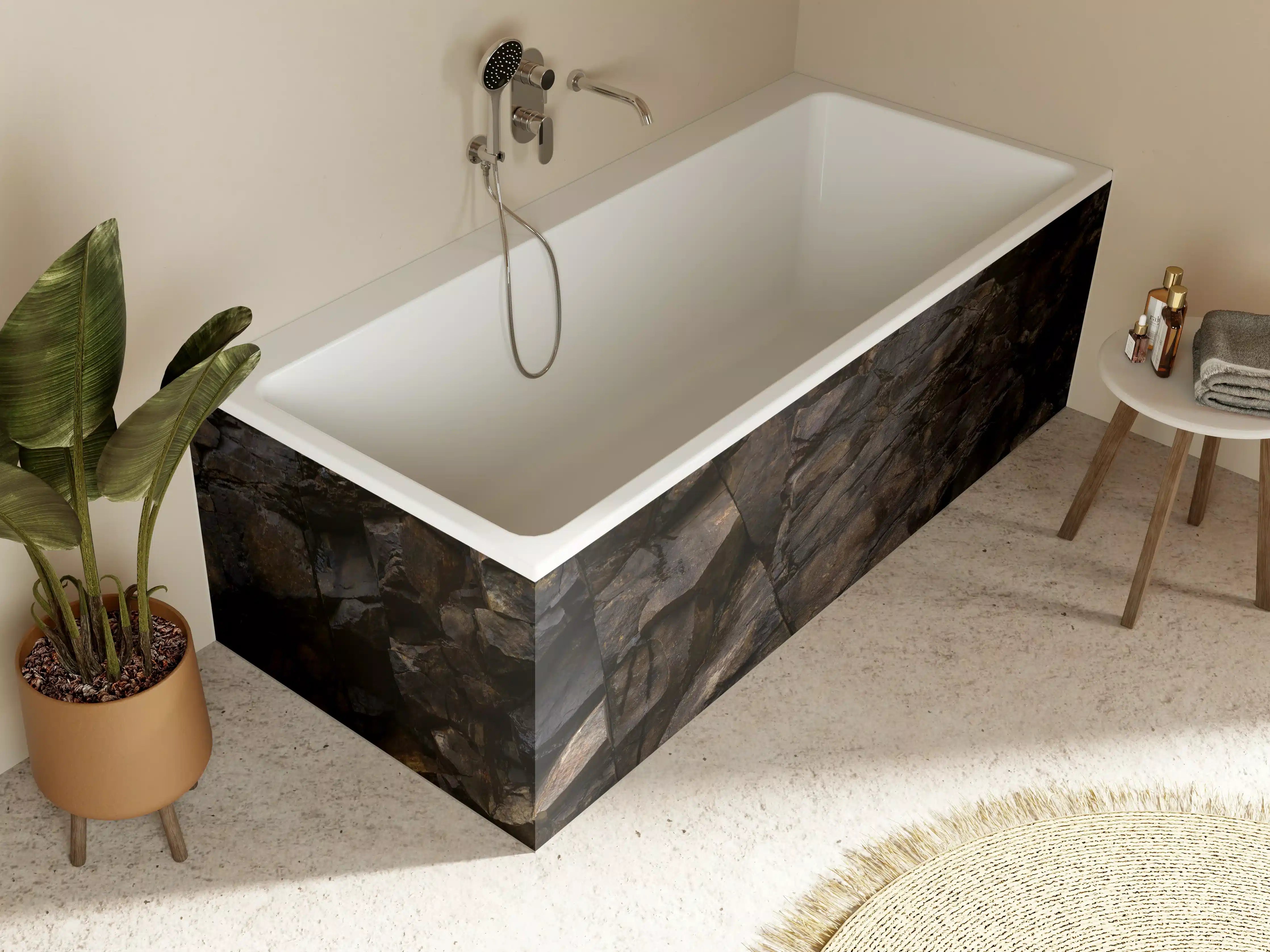 Badewannen-Rückwand - Edle Dunkle Steintextur