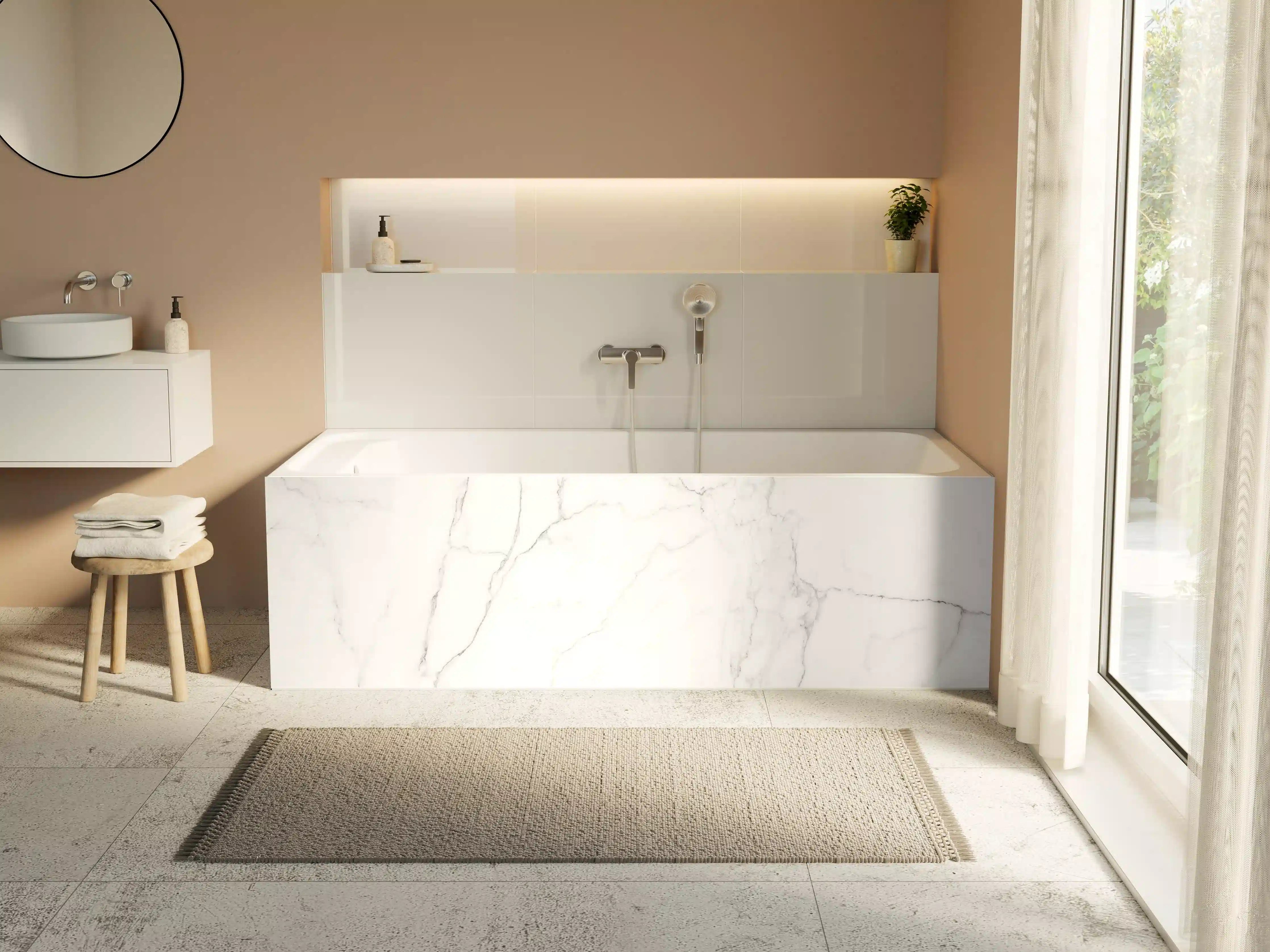 Badewannen-Rückwand - Edle Marmor-Textur im Luxus-Stil