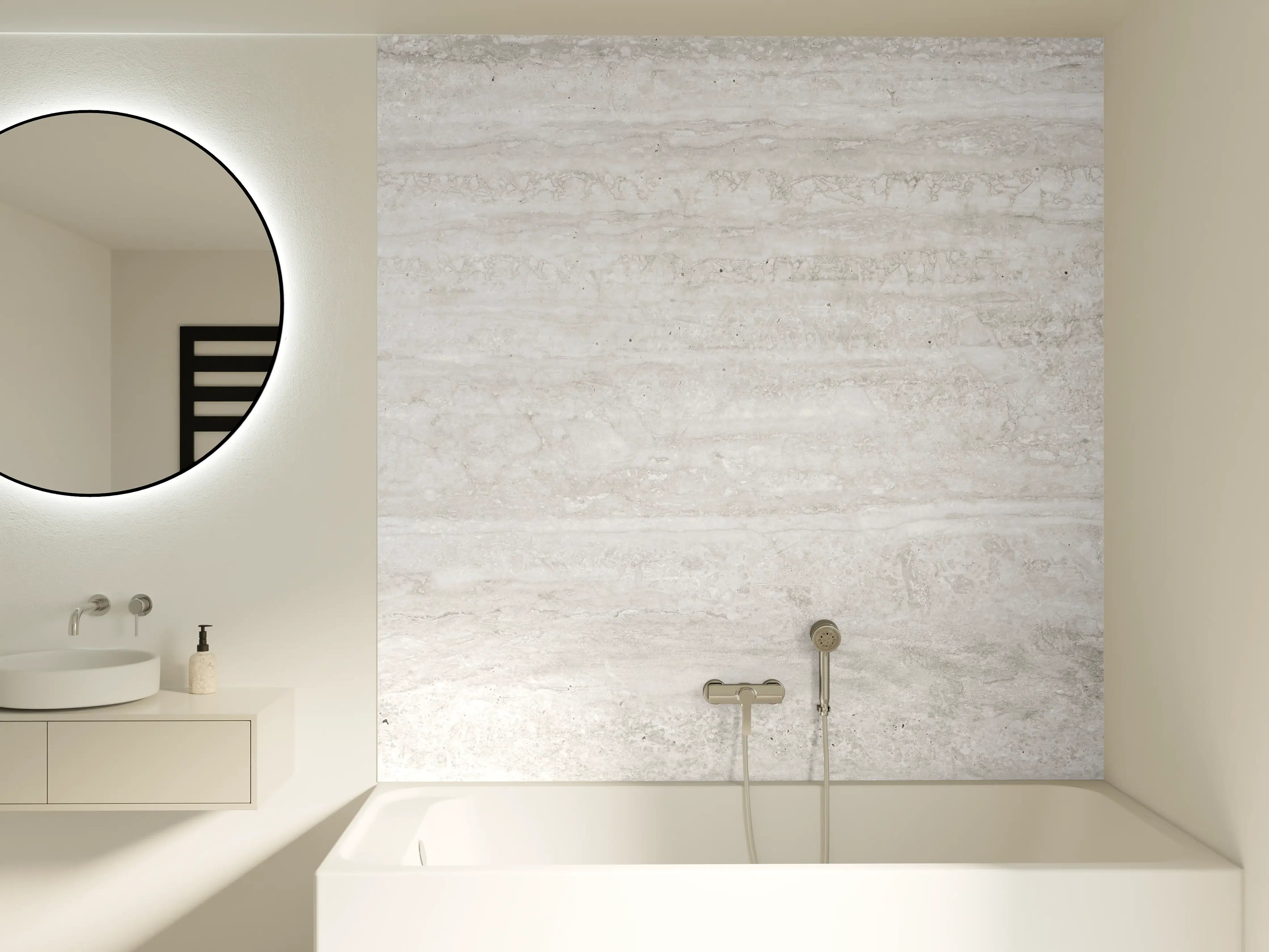 Badewannen-Rückwand - Edler Kalksteinmarmor