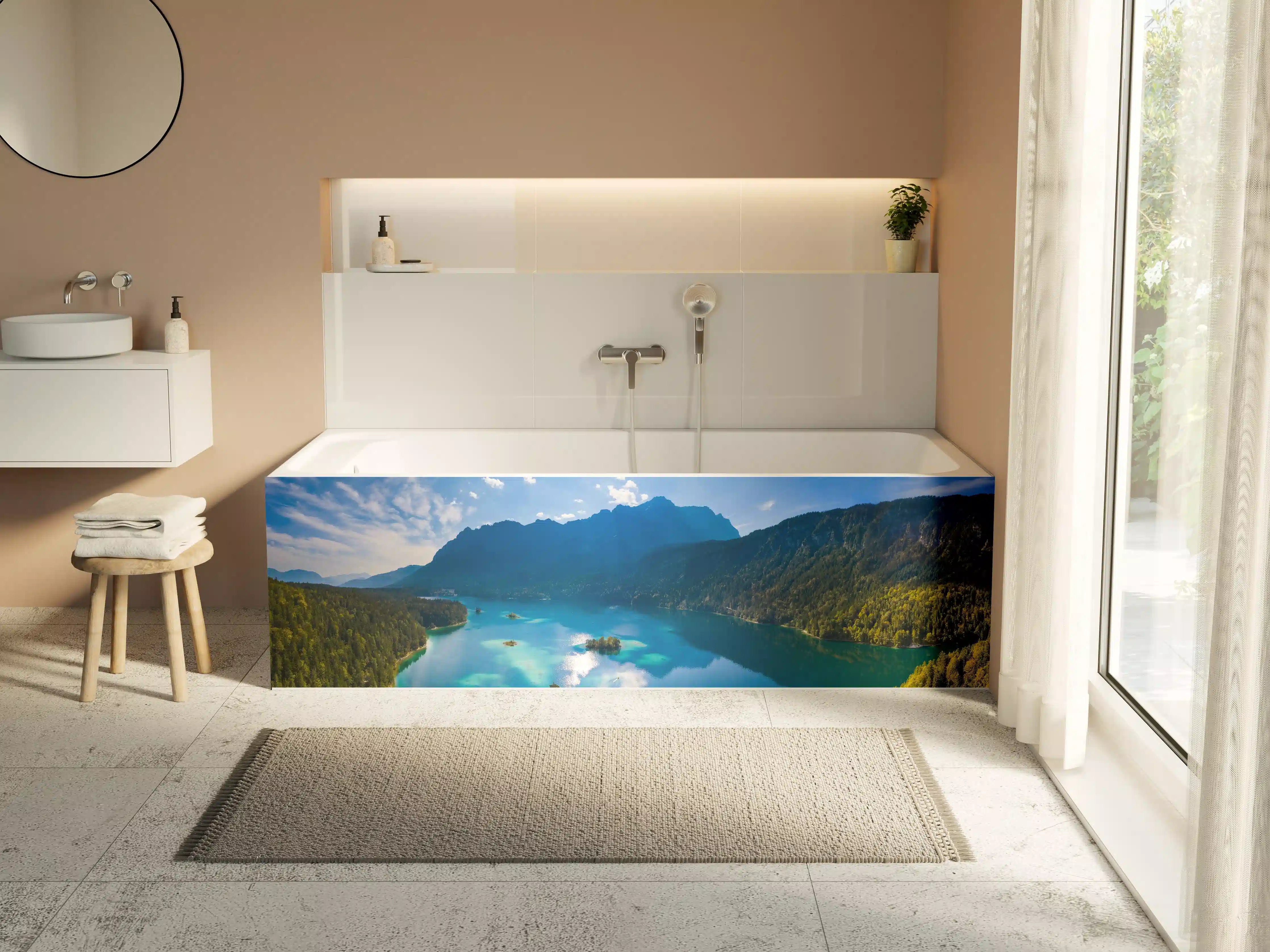 Badewannen-Rückwand - Eibsees mit der Zugspitze im Hintergrund