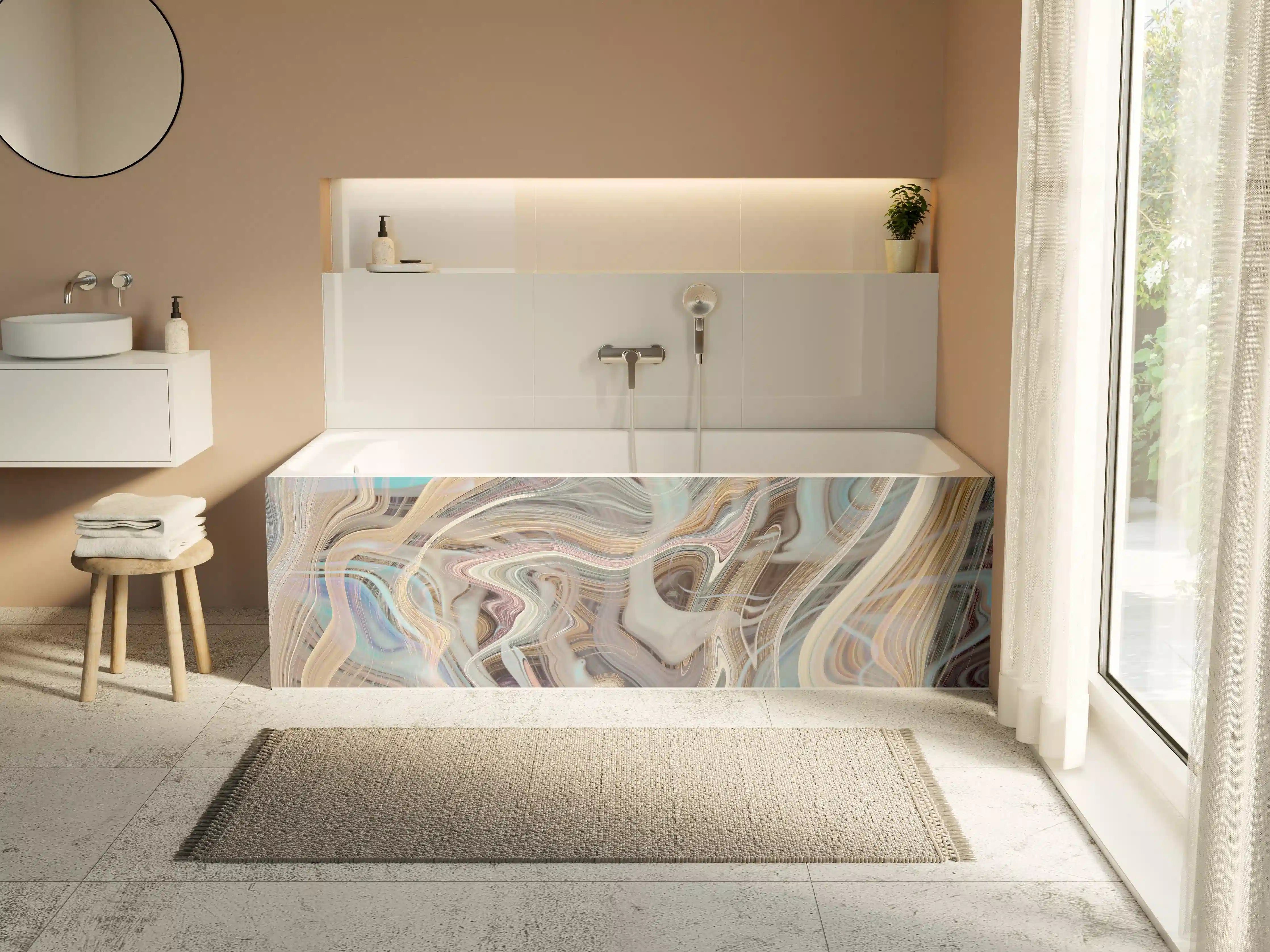 Badewannen-Rückwand - Ein Strudel aus Marmor