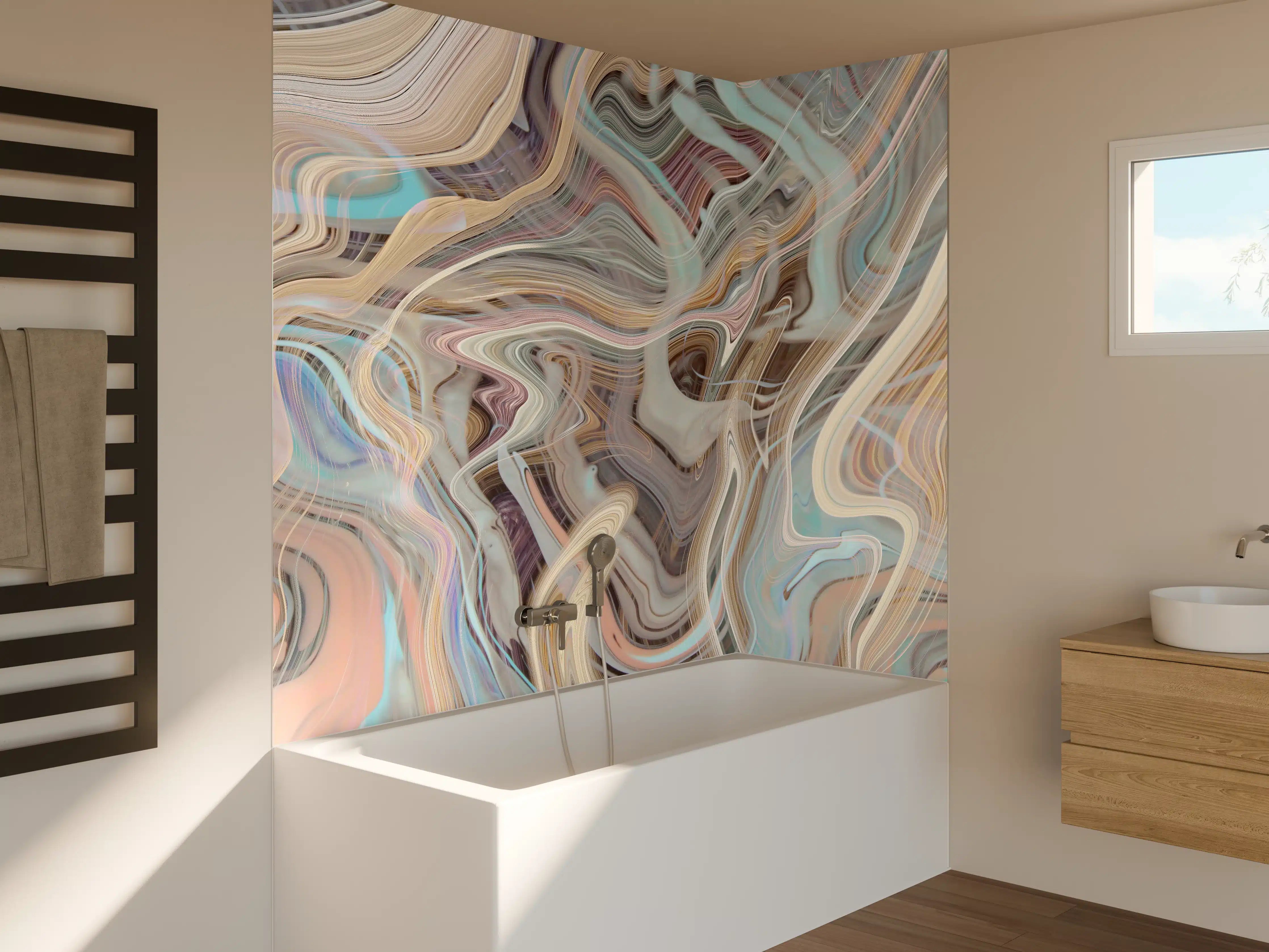 Badewannen-Rückwand - Ein Strudel aus Marmor