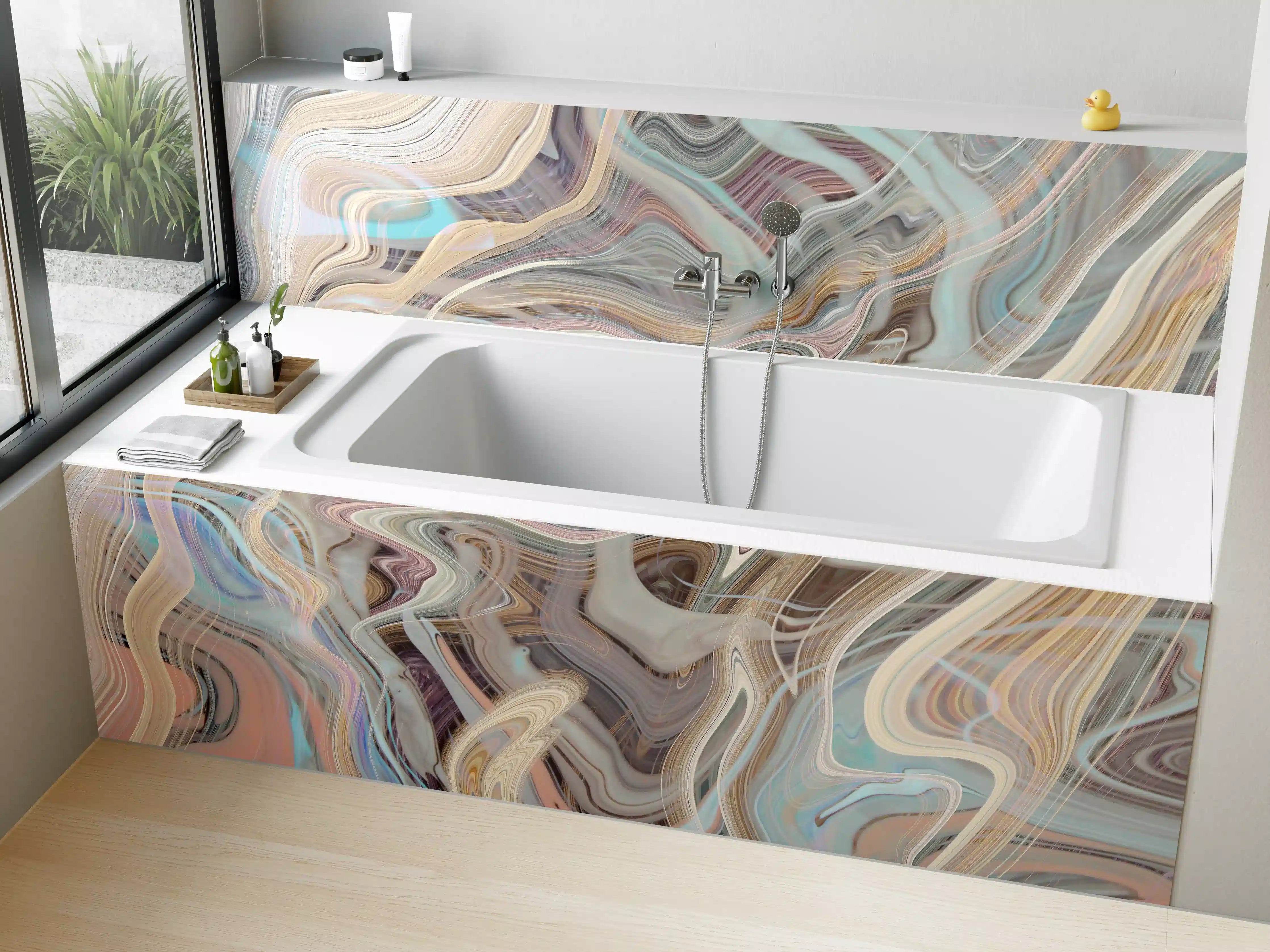 Badewannen-Rückwand - Ein Strudel aus Marmor