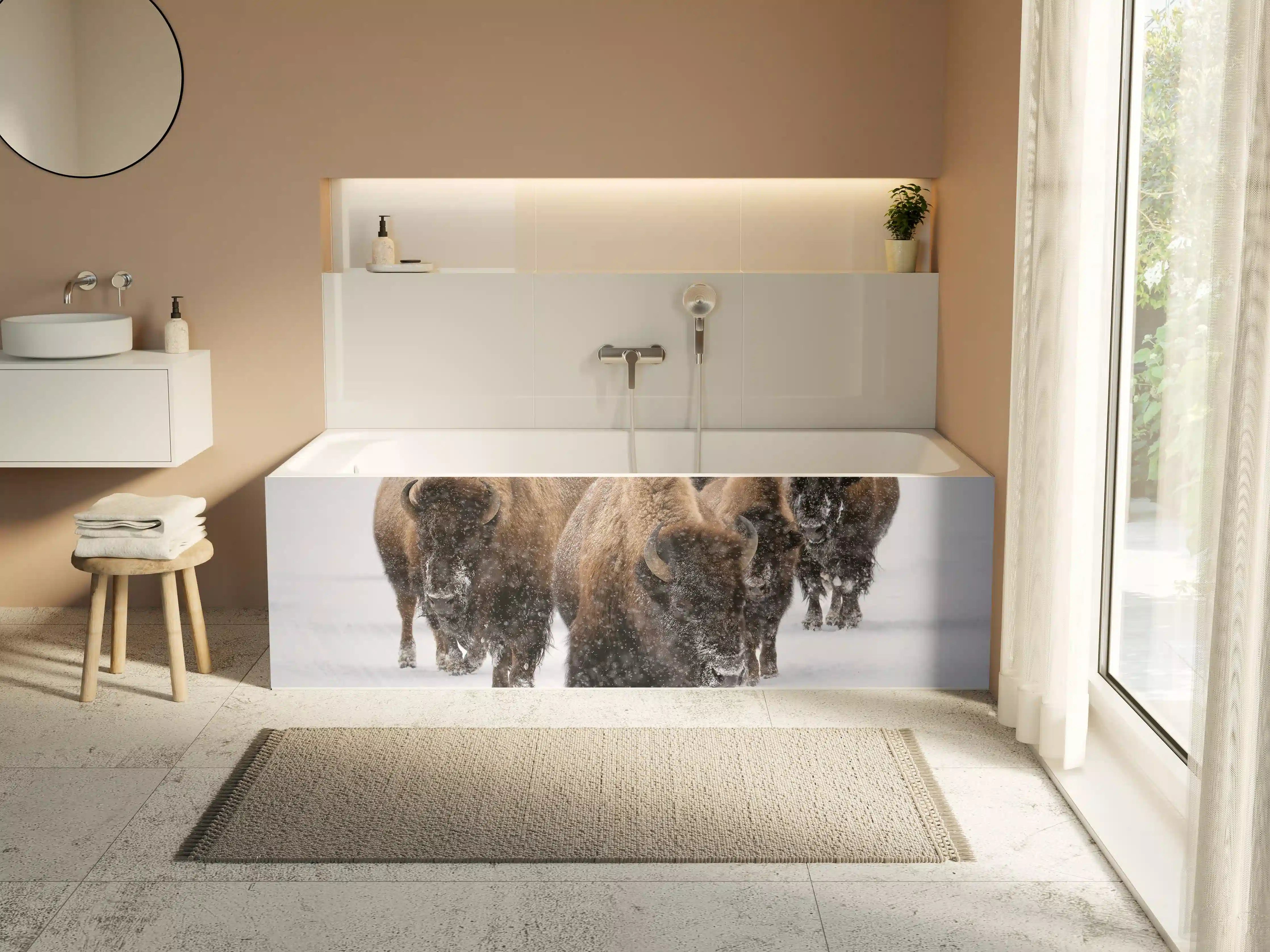 Badewannen-Rückwand - Eine Bison Herde