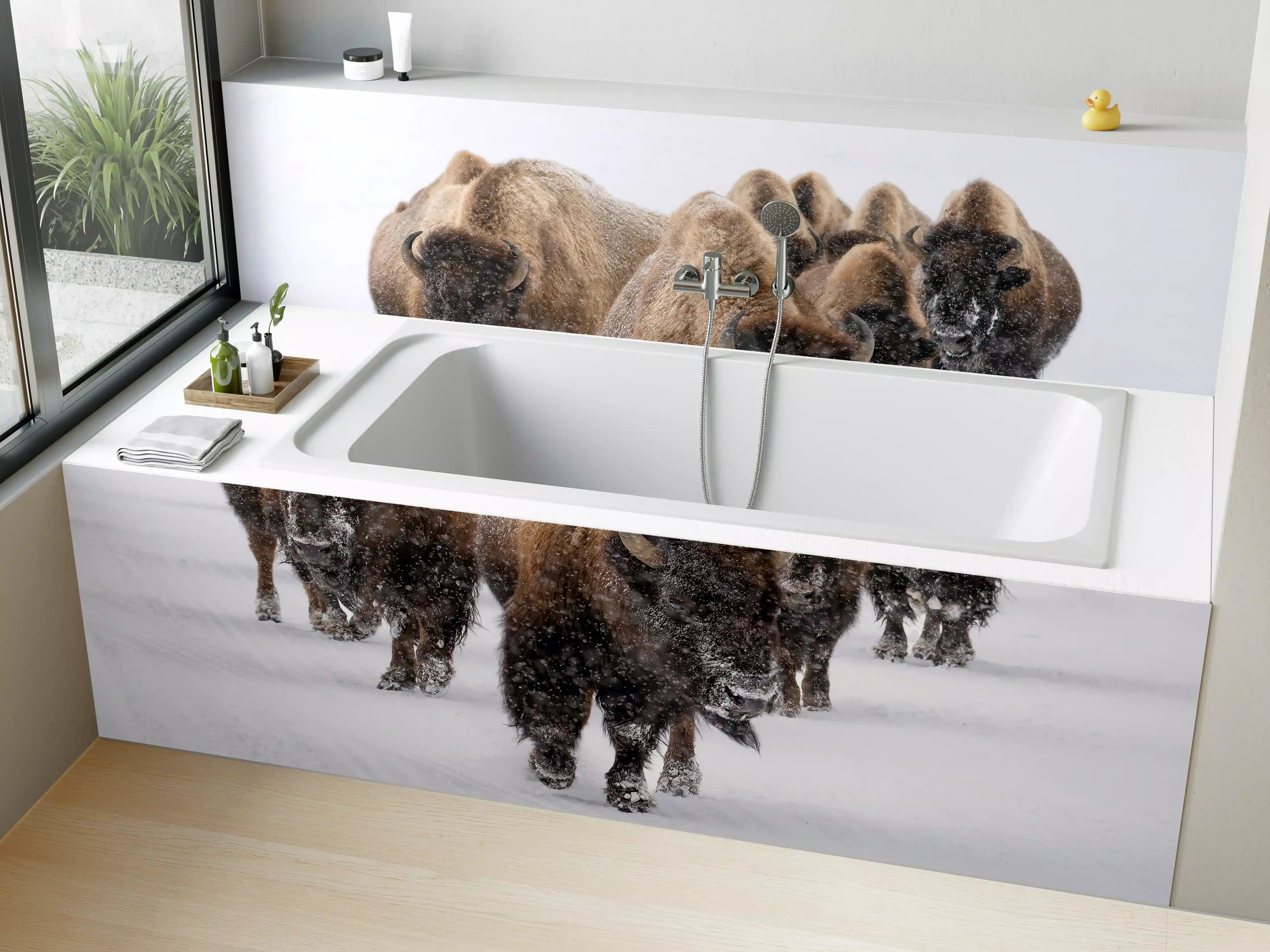 Badewannen-Rückwand - Eine Bison Herde