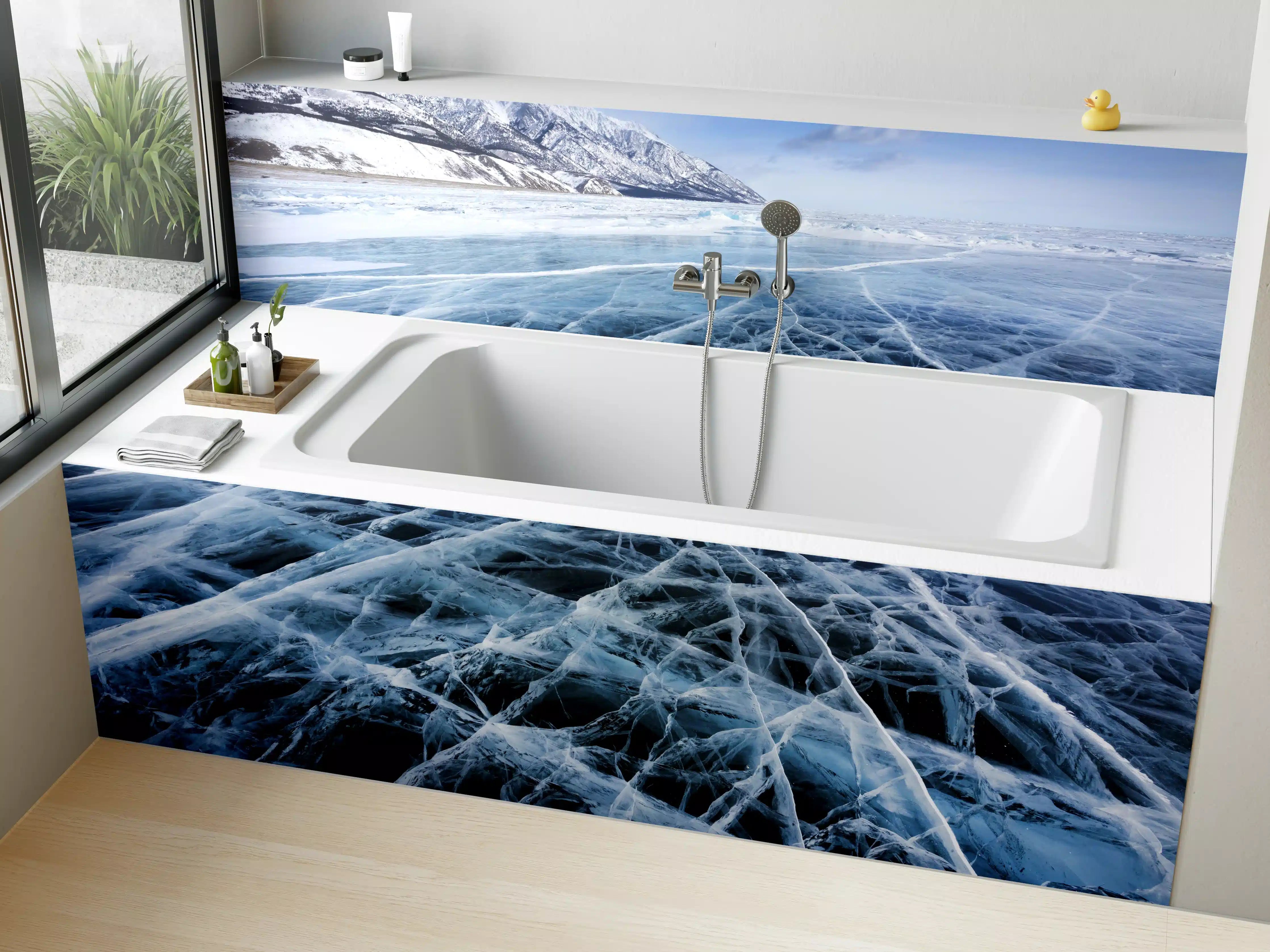 Badewannen-Rückwand - Eisiges Winterparadies