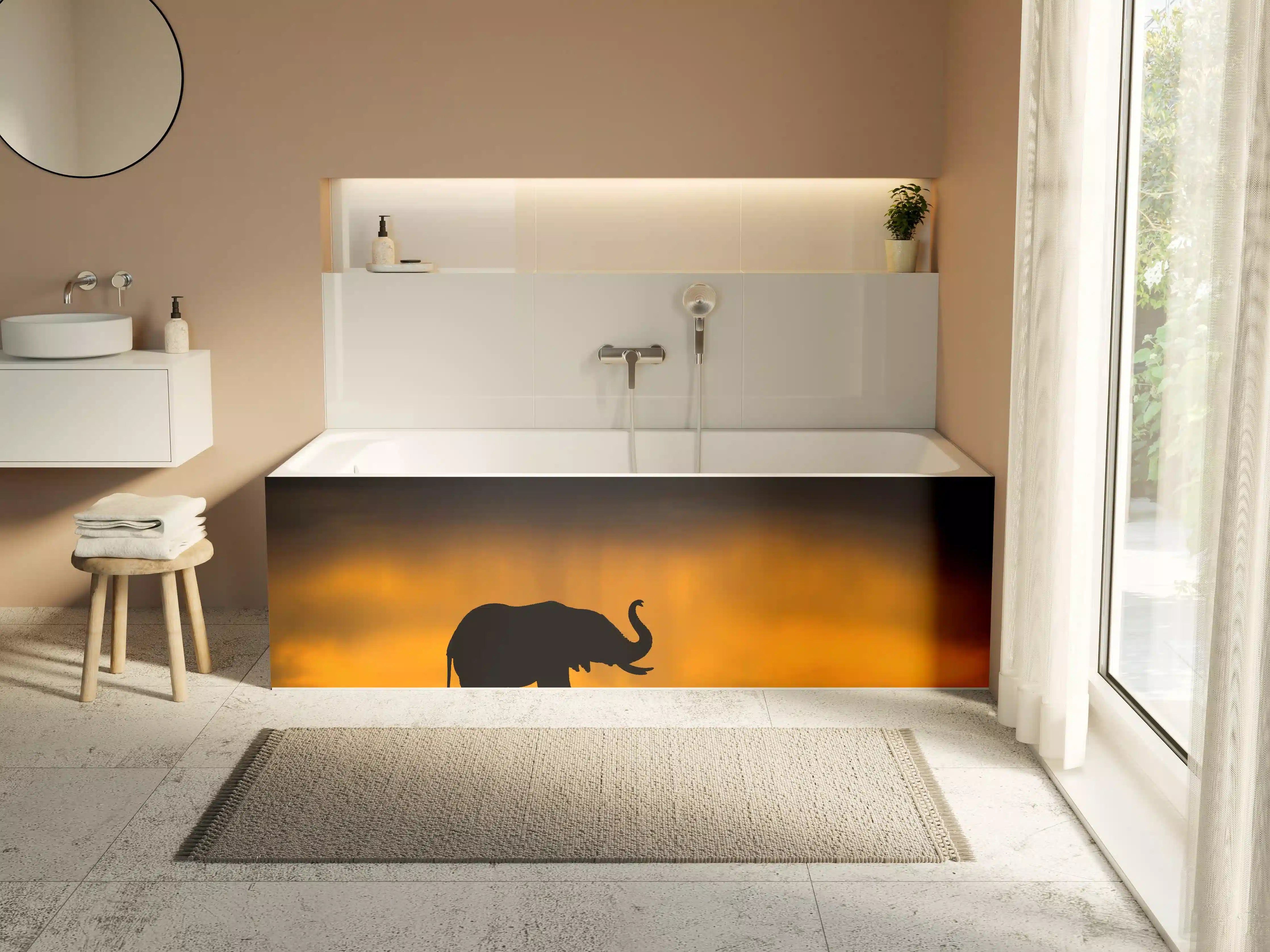 Badewannen-Rückwand - Elefant im Sturm