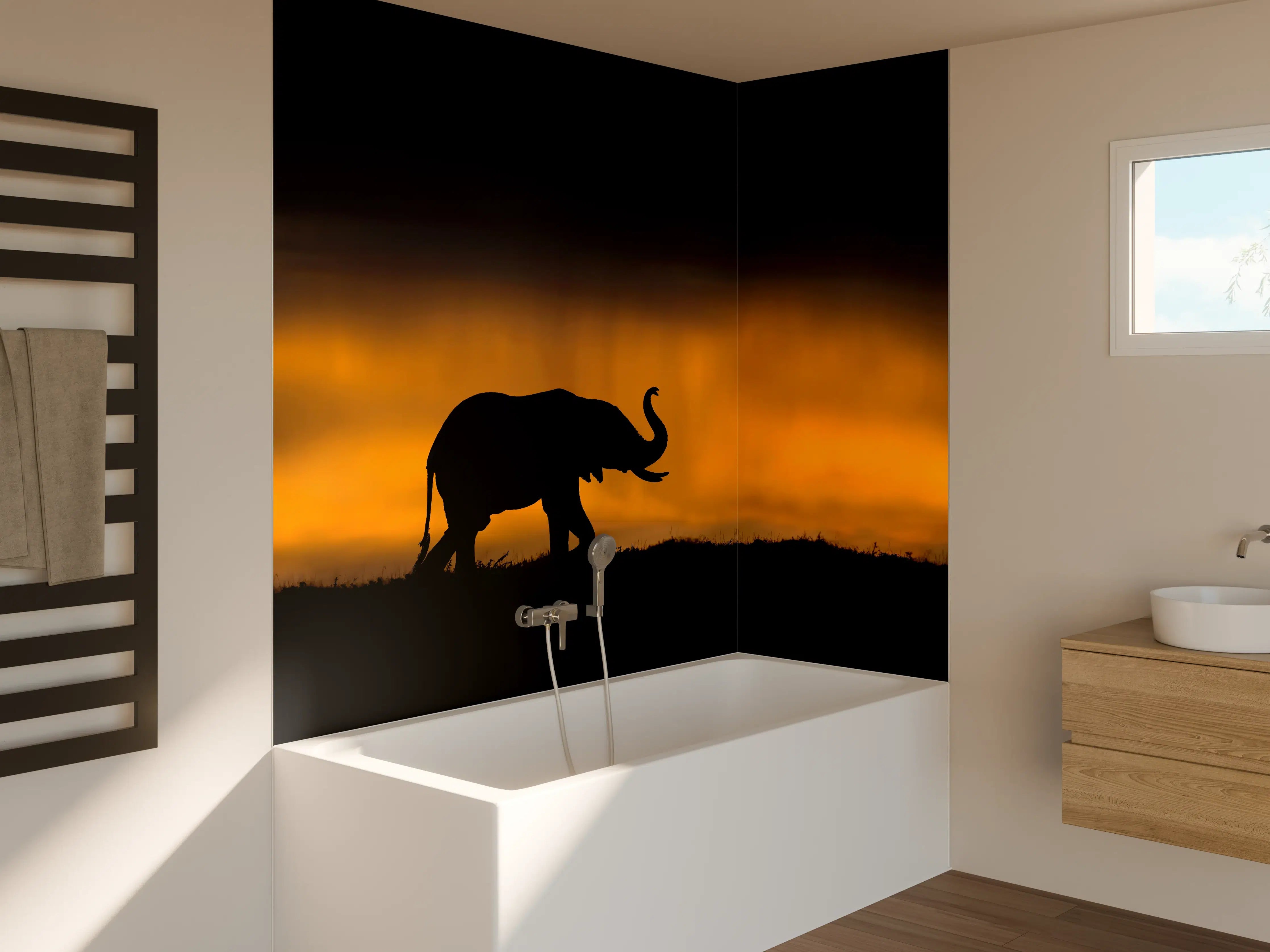 Badewannen-Rückwand - Elefant im Sturm