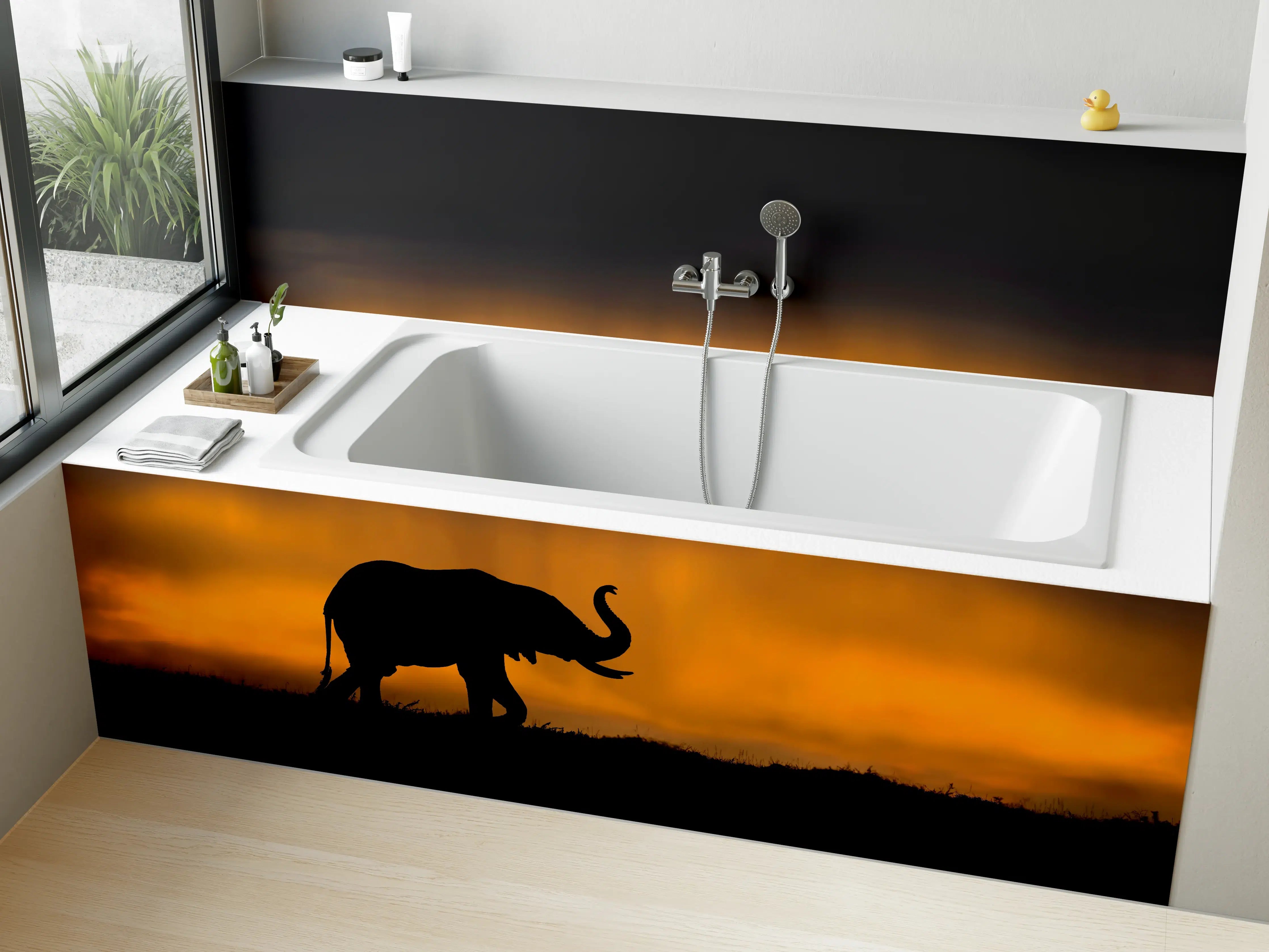 Badewannen-Rückwand - Elefant im Sturm