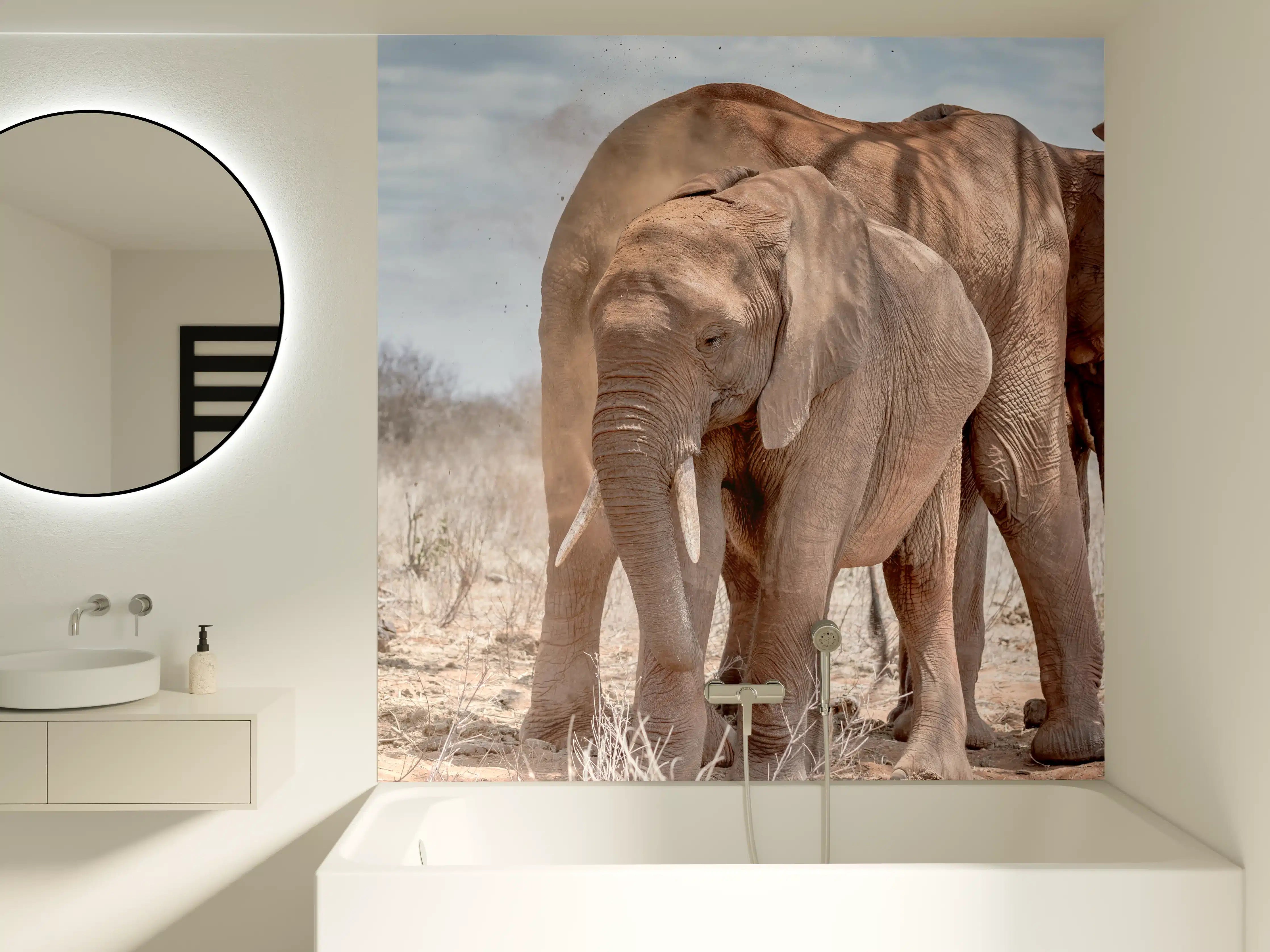Badewannen-Rückwand - Elefanten von Tsavo