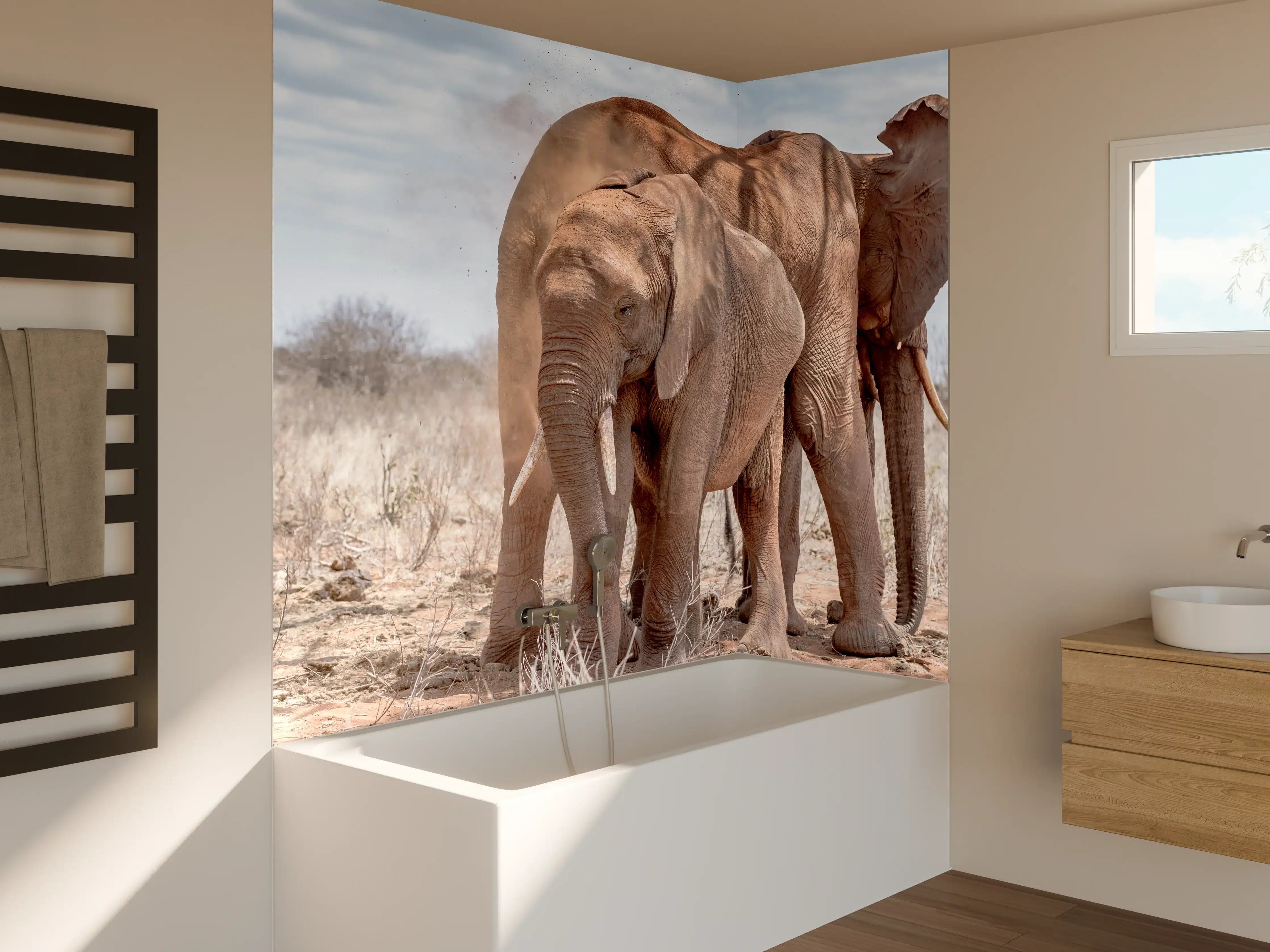 Badewannen-Rückwand - Elefanten von Tsavo