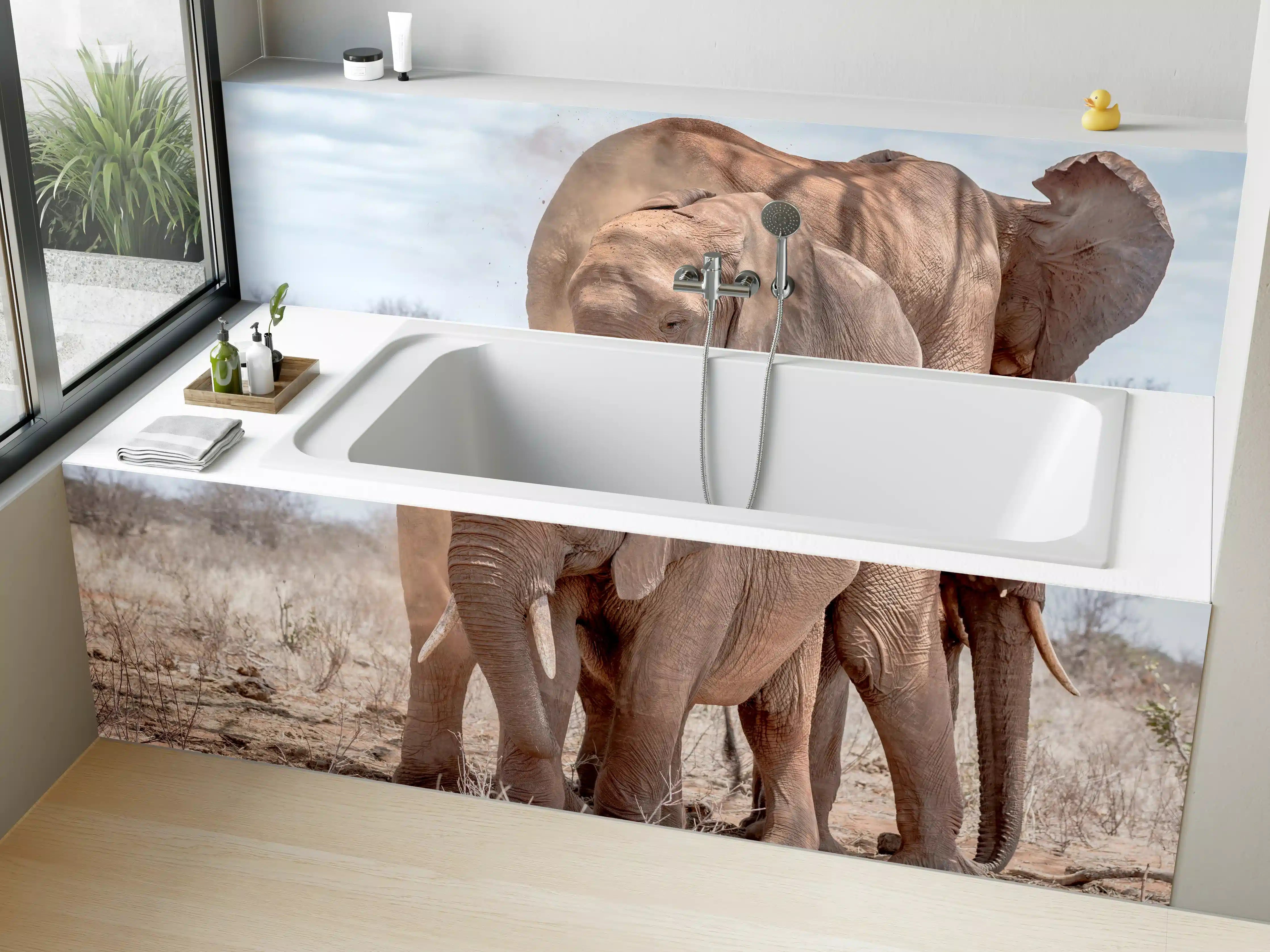 Badewannen-Rückwand - Elefanten von Tsavo