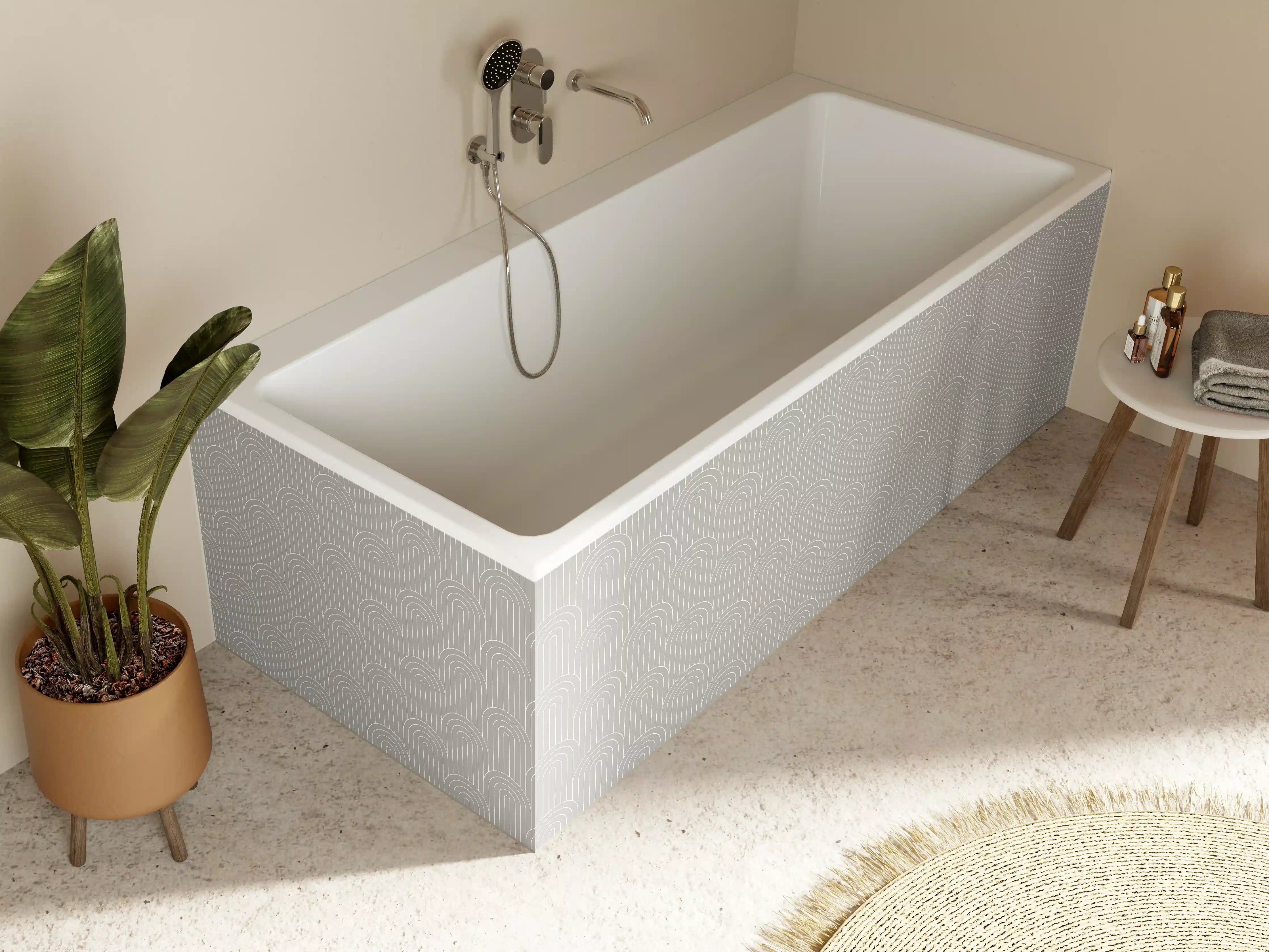 Badewannen-Rückwand - Elegant Beige Textur mit Feinmustern