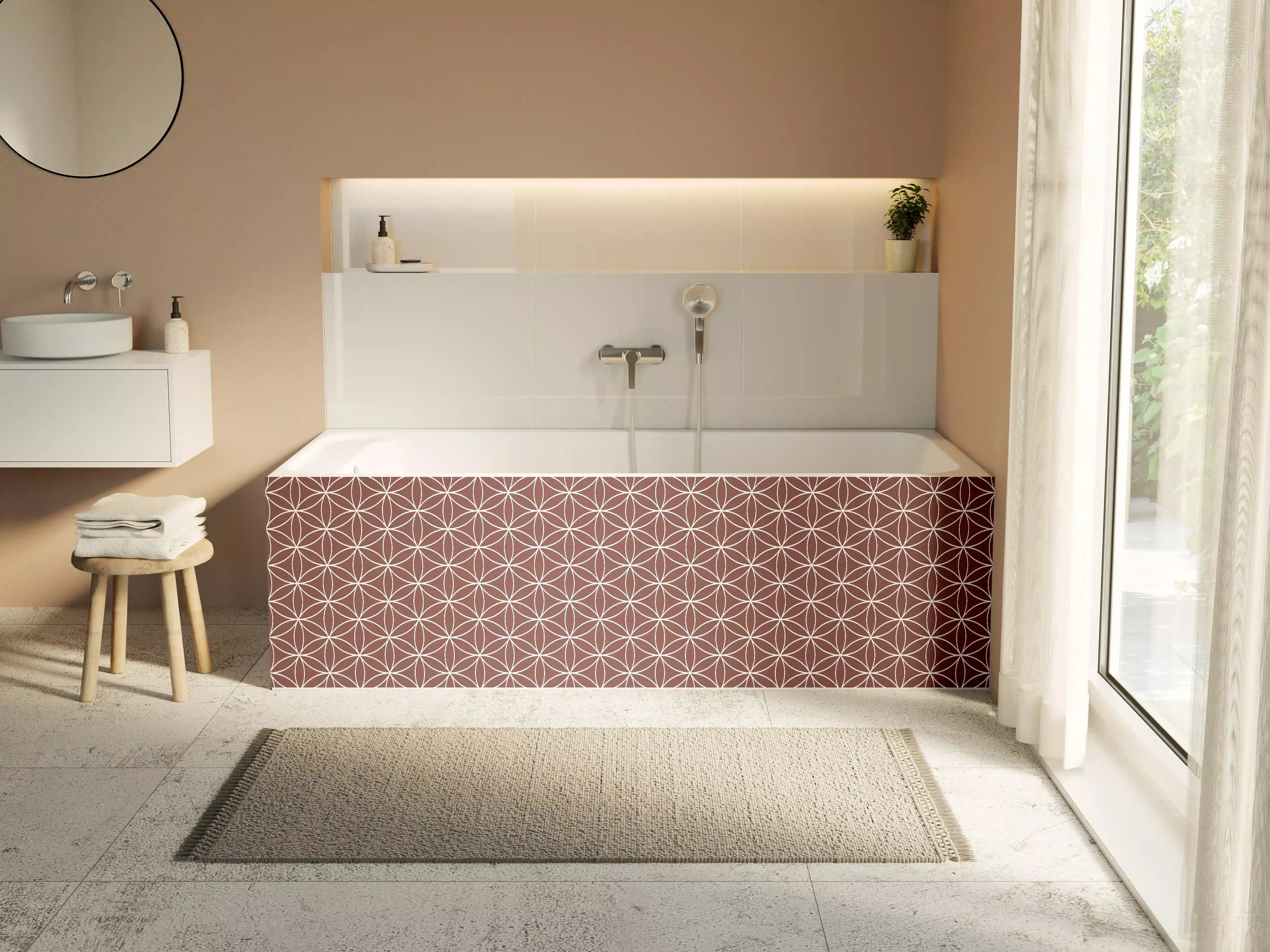 Badewannen-Rückwand - Elegant Rosa Blütenmuster