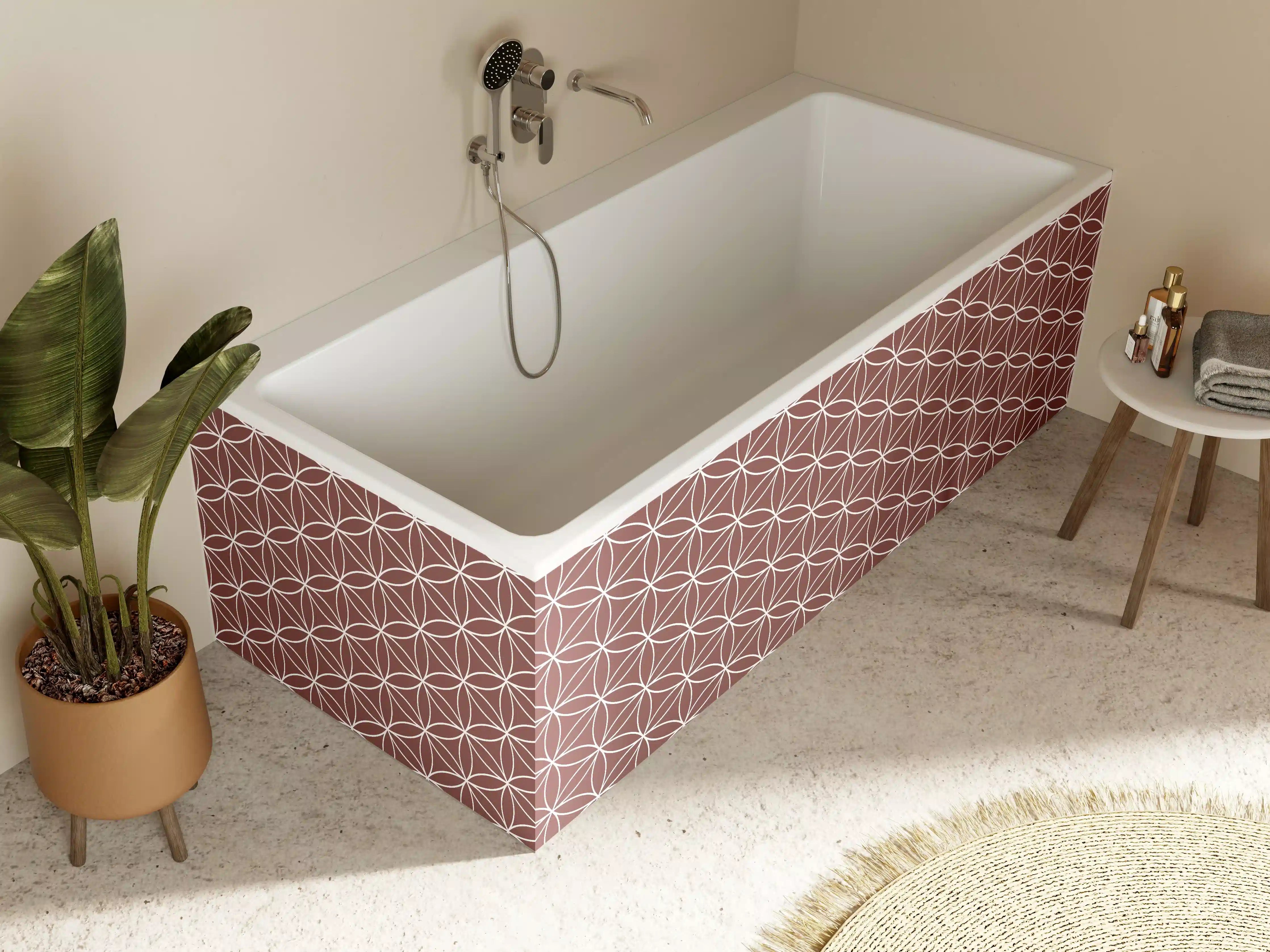 Badewannen-Rückwand - Elegant Rosa Blütenmuster