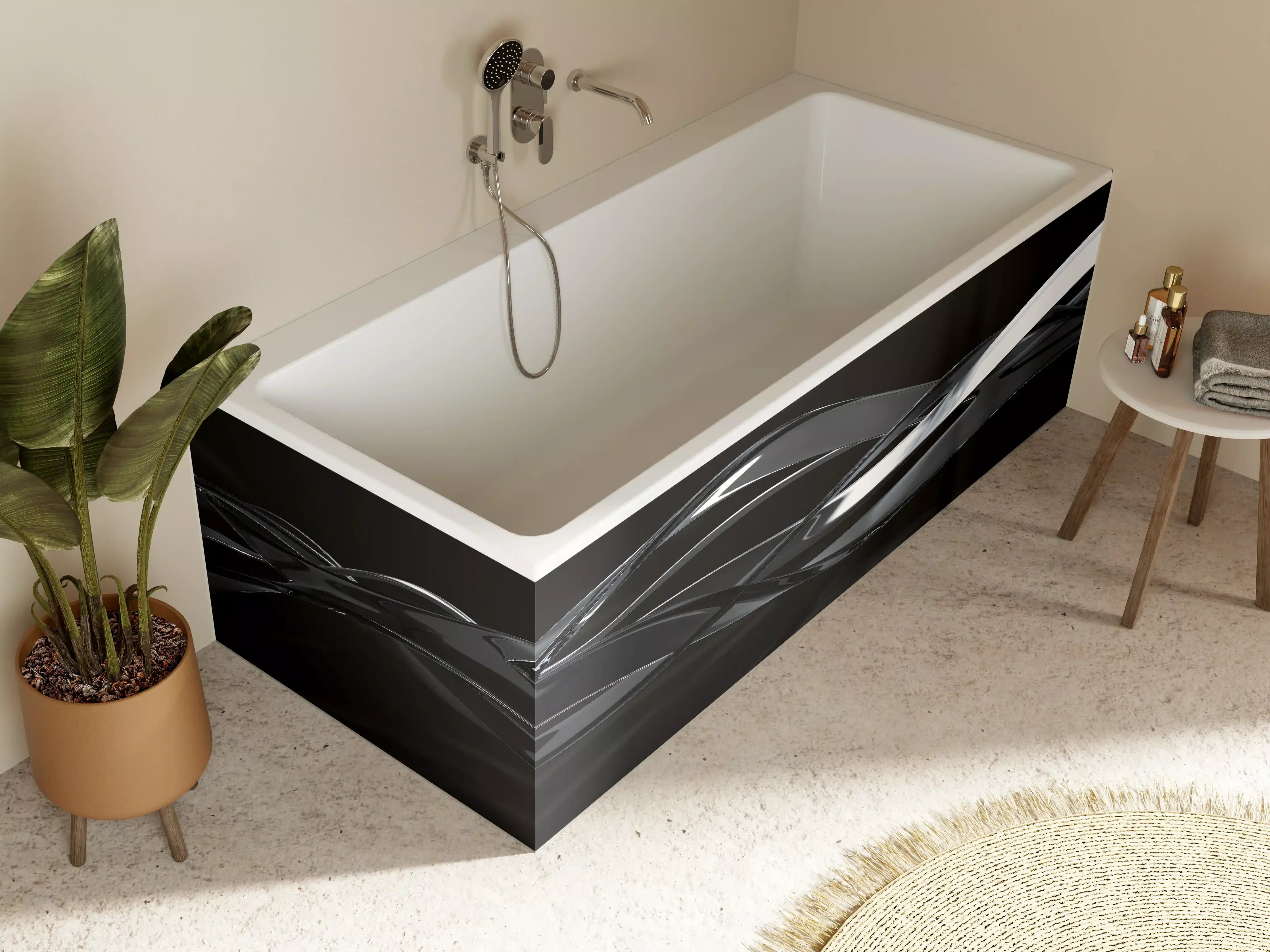 Badewannen-Rückwand - Elegant fließende Bewegung