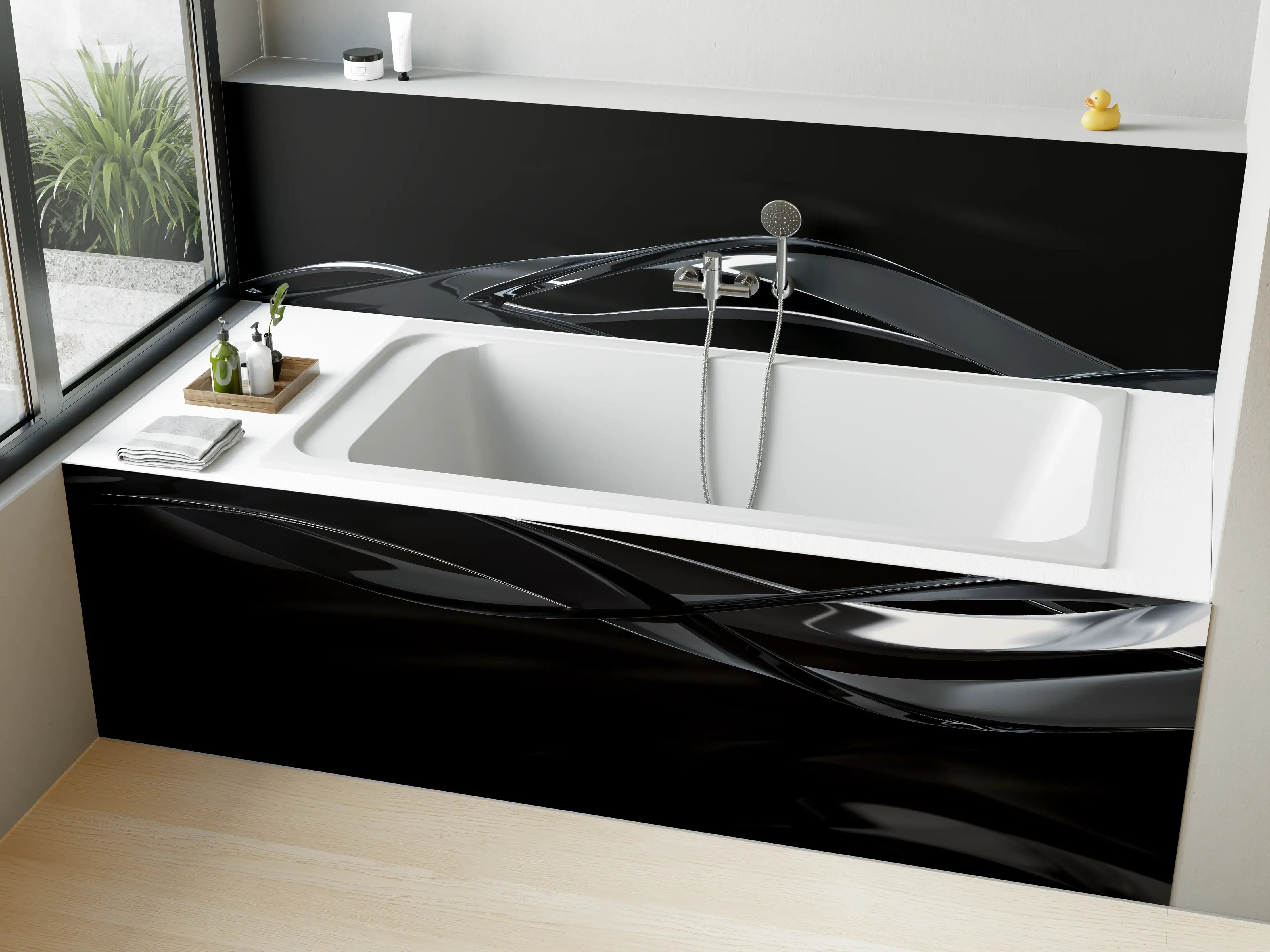 Badewannen-Rückwand - Elegant fließende Bewegung