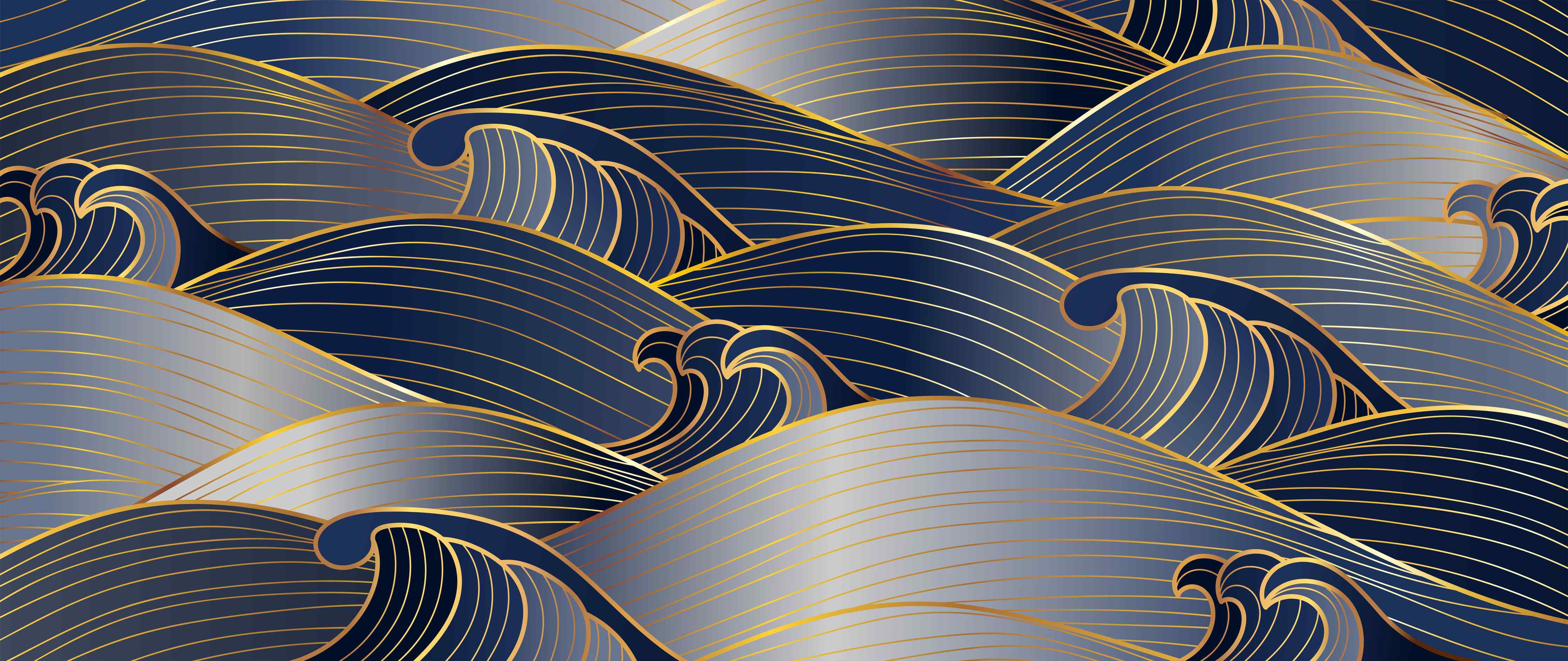 Badewannen-Rückwand-Elegante Gold-Blau Wellentextur