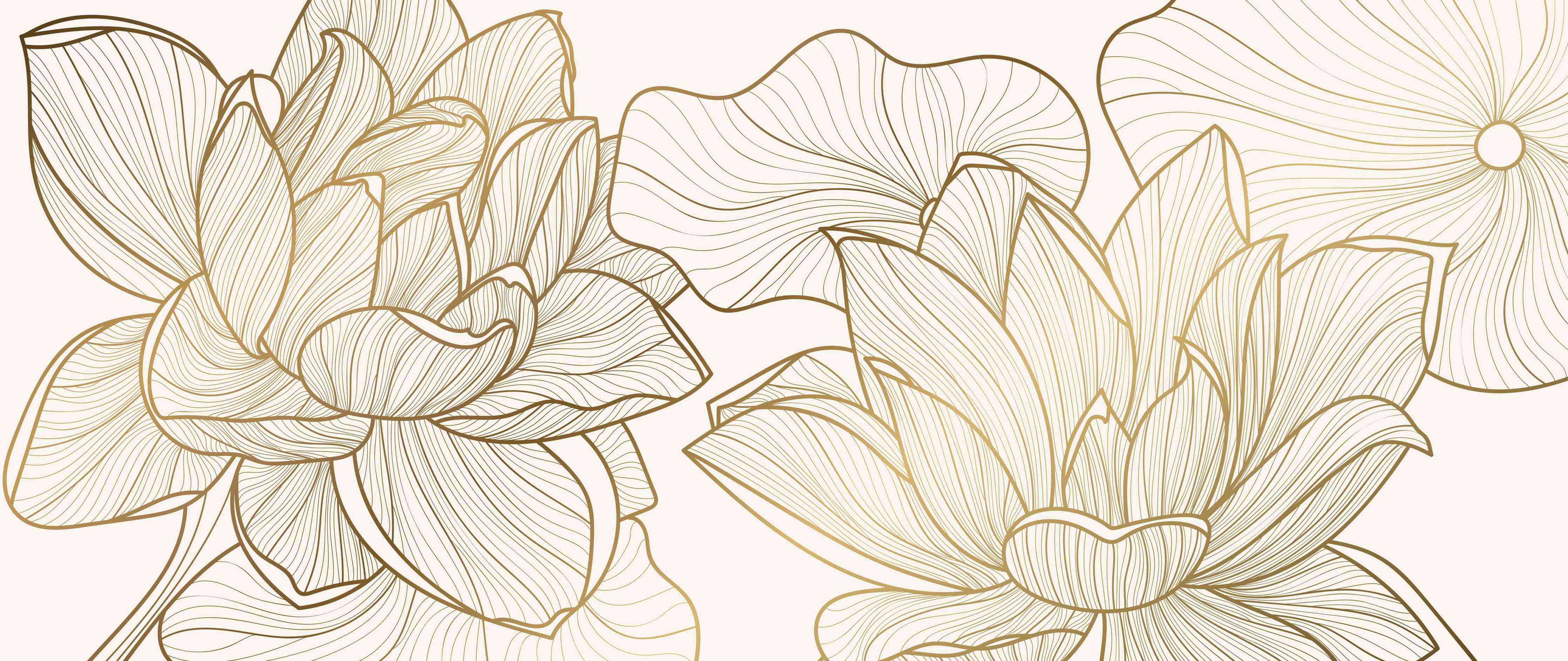 Badewannen-Rückwand-Elegante Goldlinien der Blumenillustration