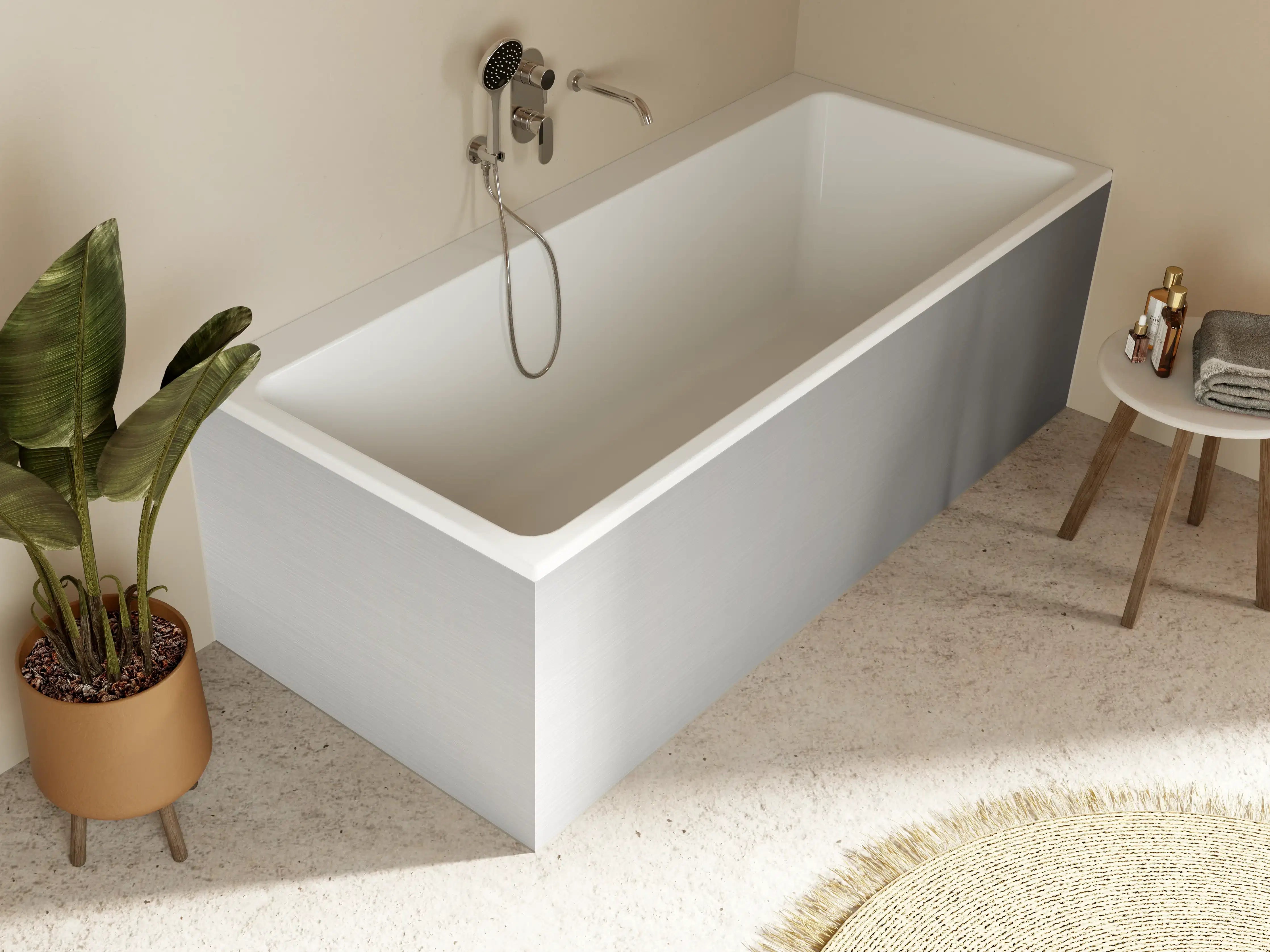Badewannen-Rückwand - Elegante Silber-Metalltextur
