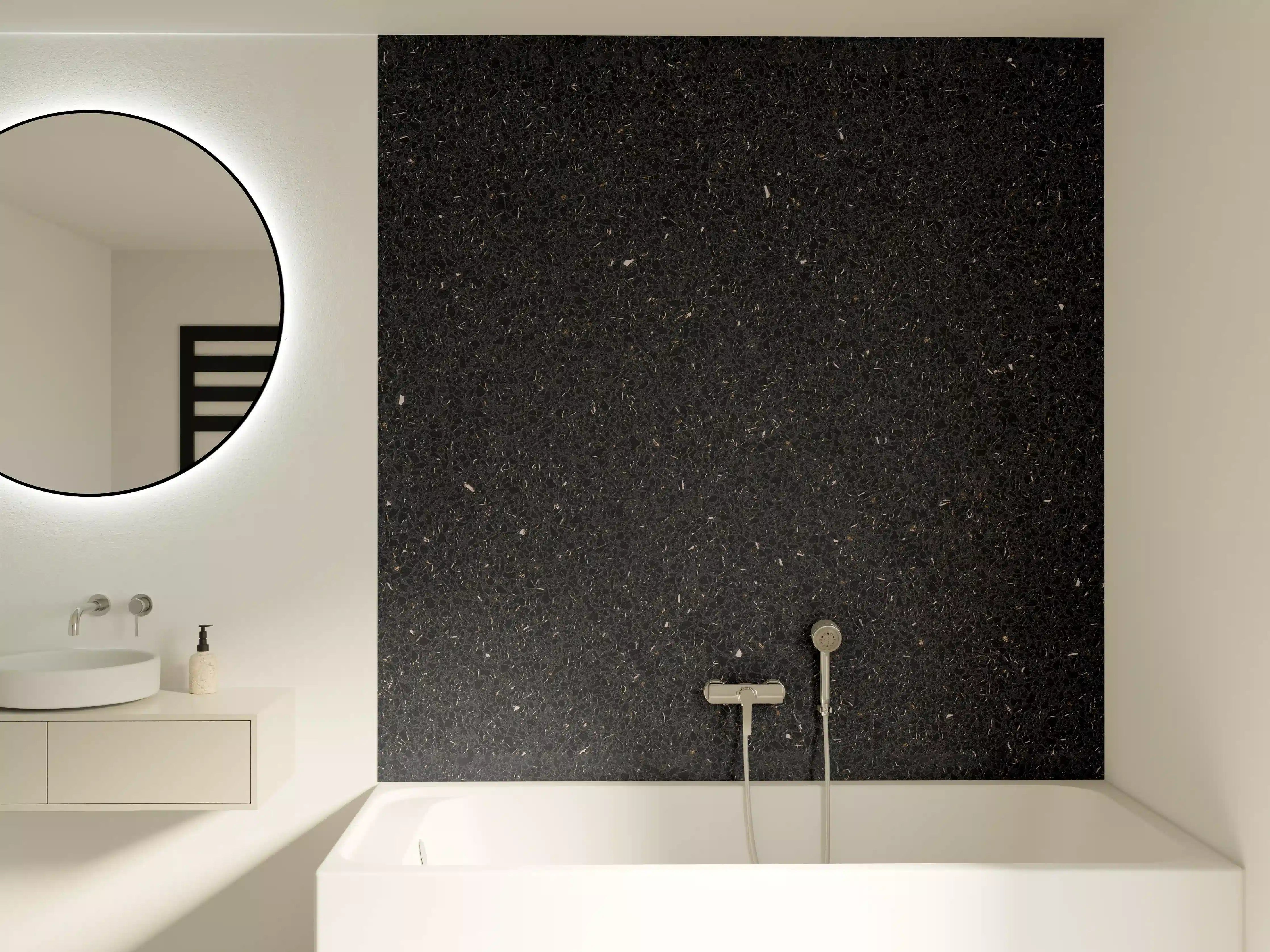 Badewannen-Rückwand - Eleganter Schwarz-Granit-Hintergrund