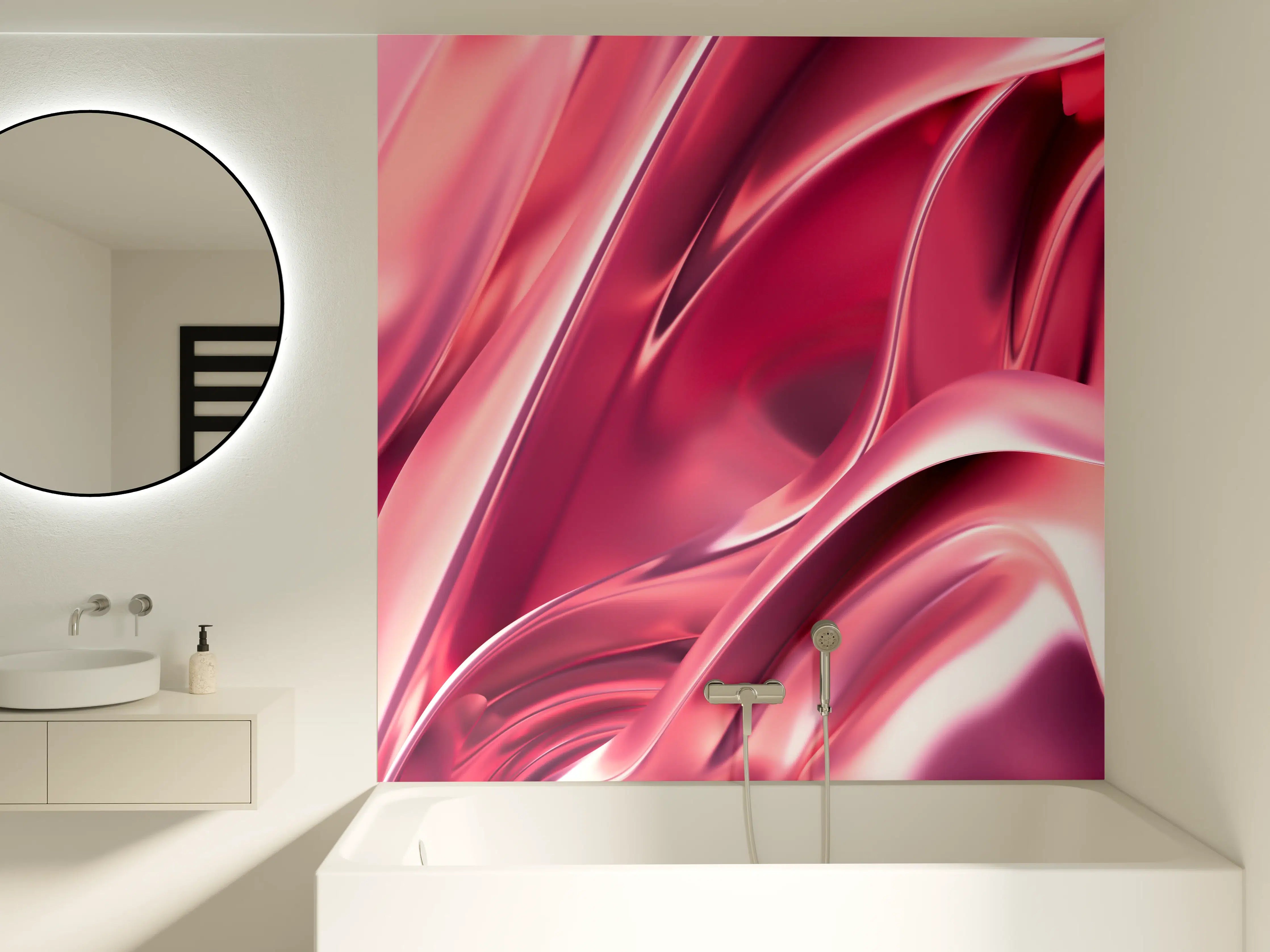 Badewannen-Rückwand - Elegantes Rosa Satin-Finish