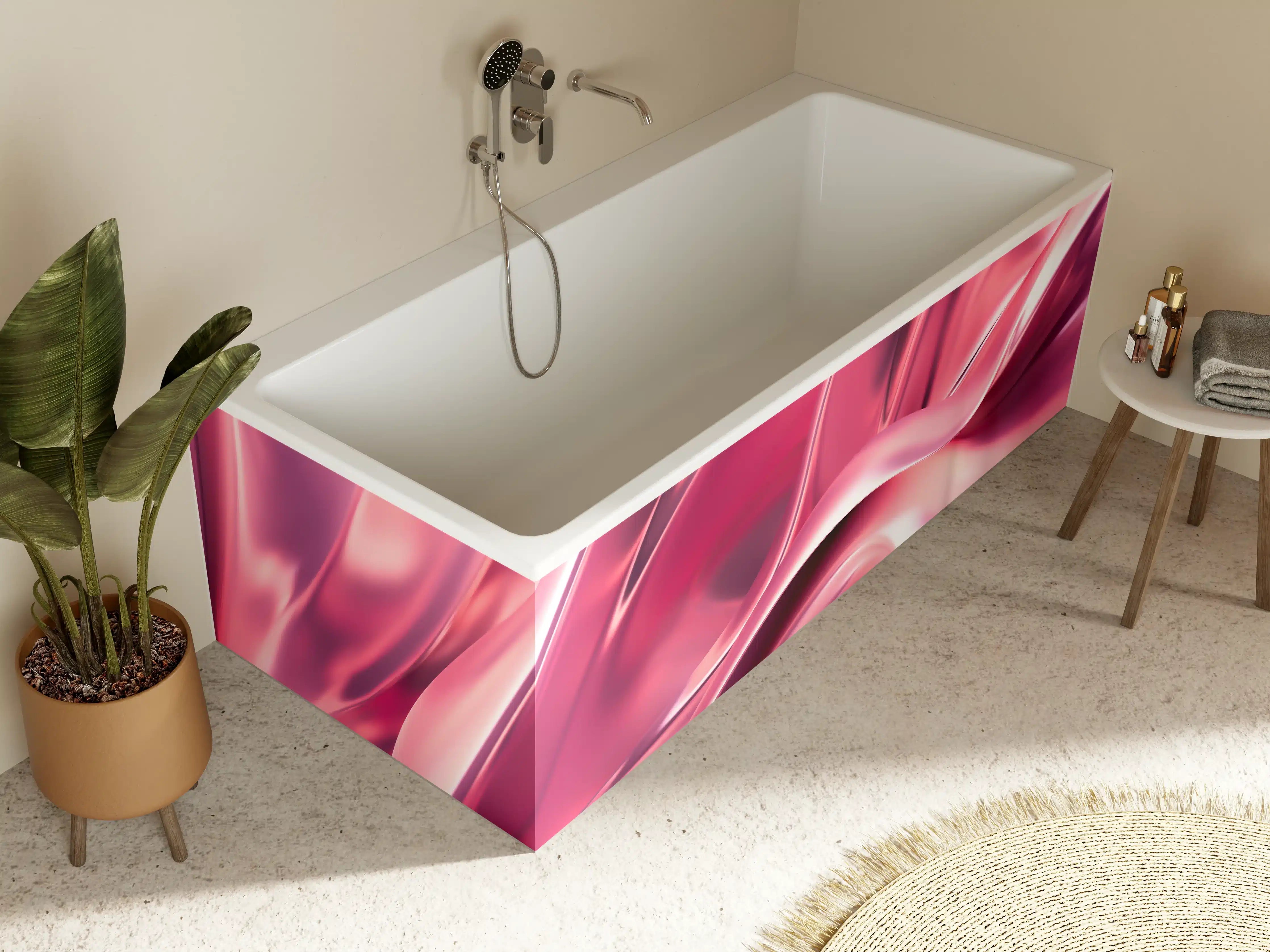 Badewannen-Rückwand - Elegantes Rosa Satin-Finish
