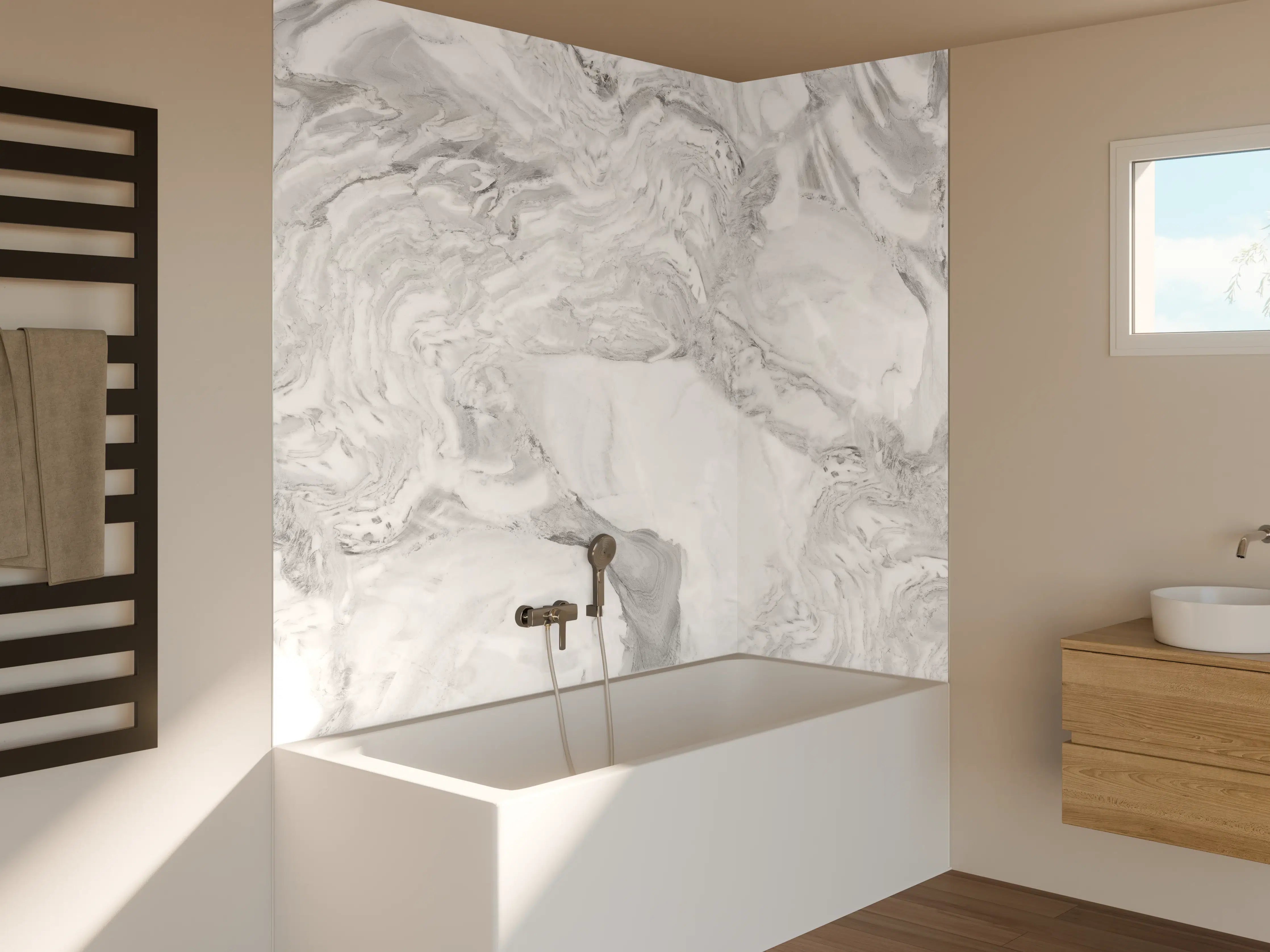 Badewannen-Rückwand - Elfenbein italienischer Marmor