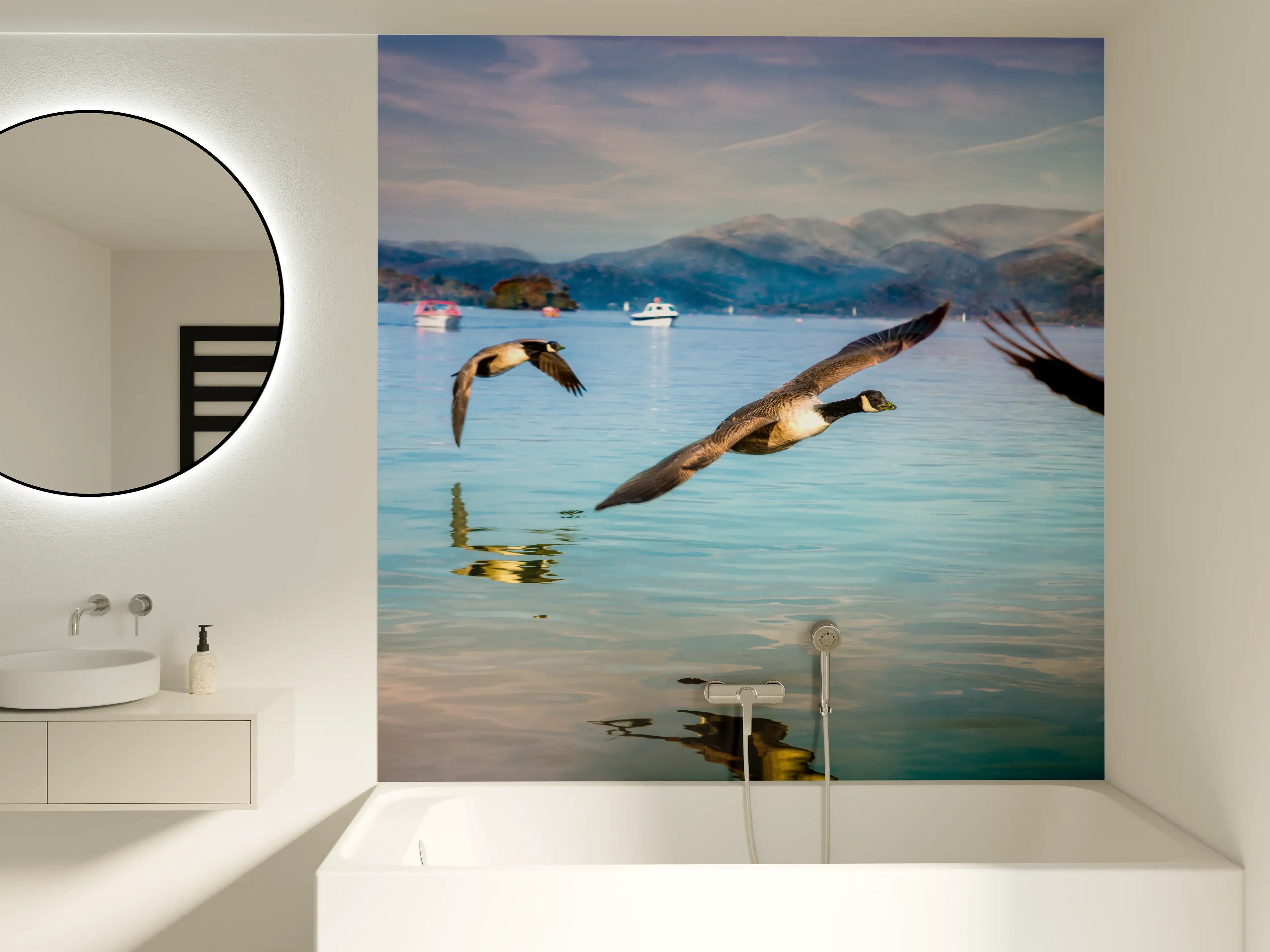 Badewannen-Rückwand - Entenschwarm am Lake Windermere
