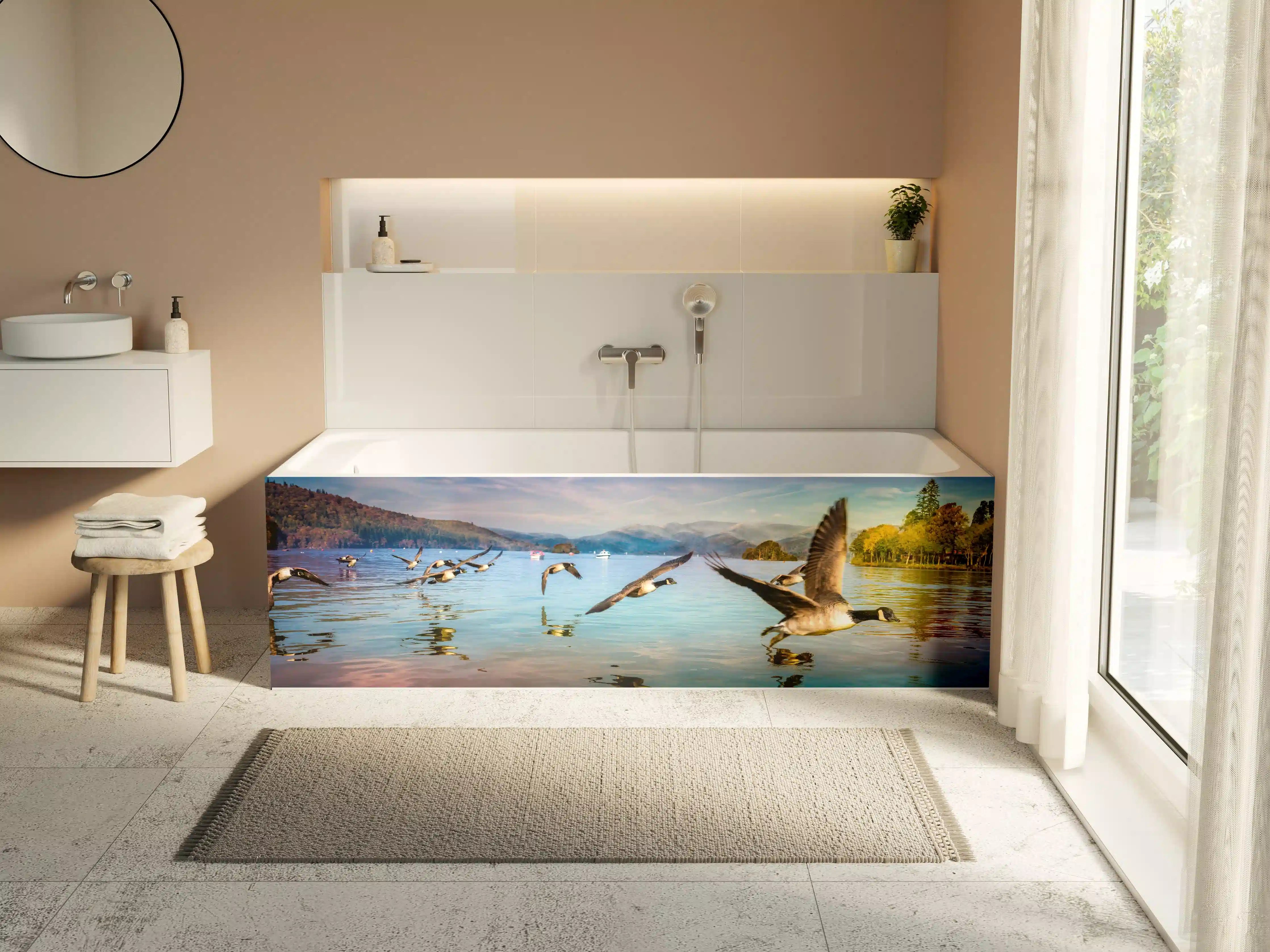 Badewannen-Rückwand - Entenschwarm am Lake Windermere