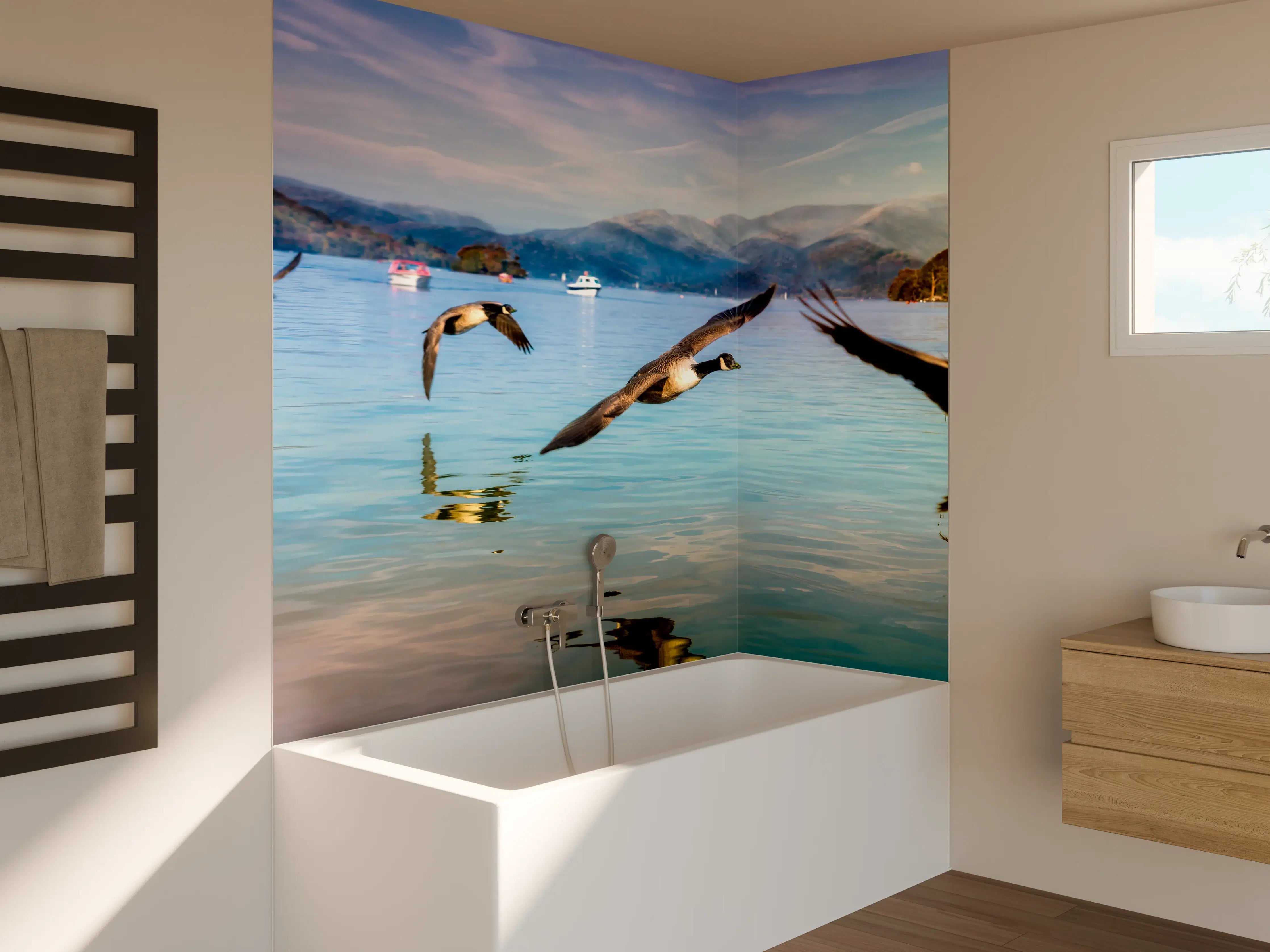 Badewannen-Rückwand - Entenschwarm am Lake Windermere