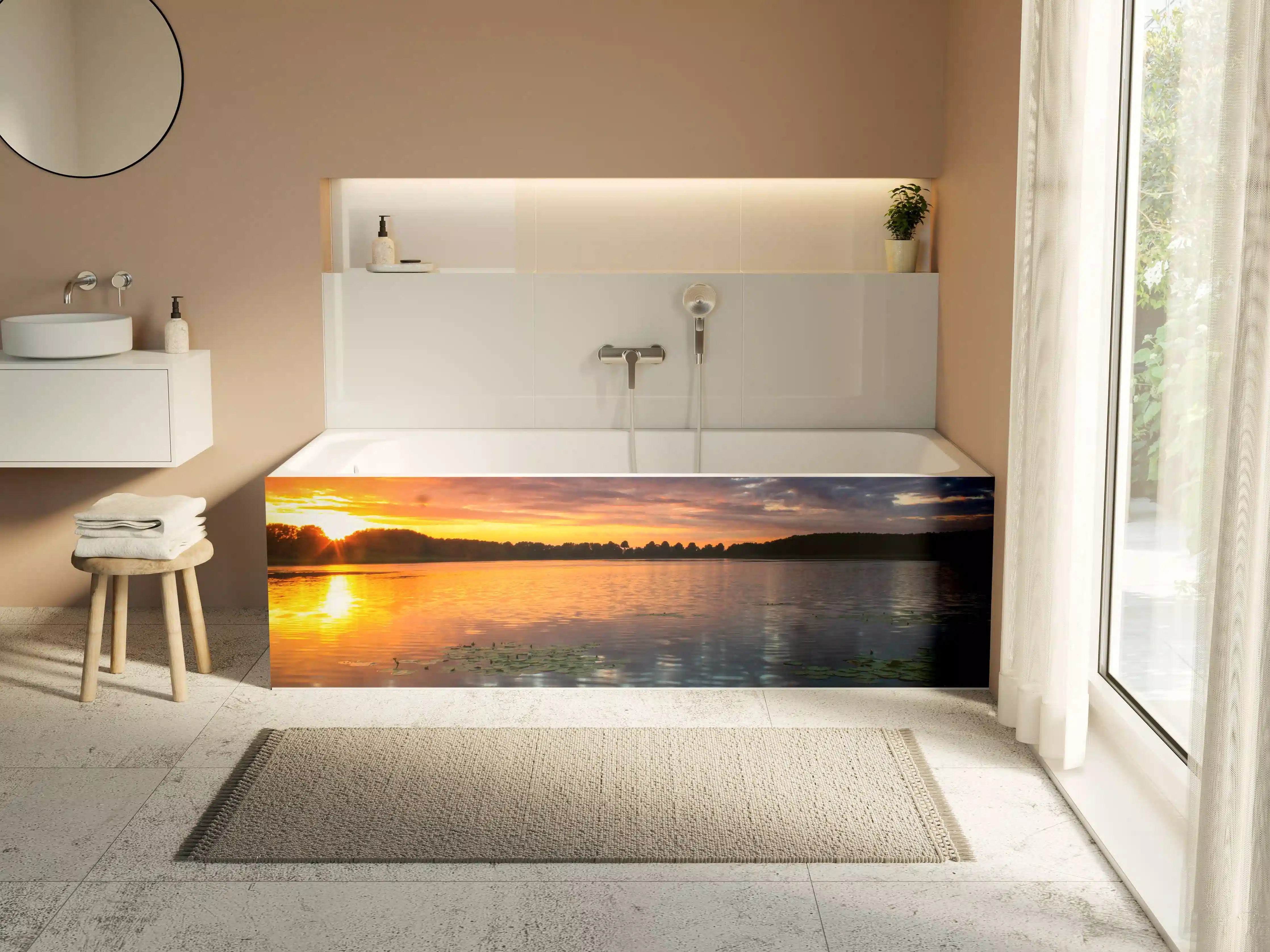 Badewannen-Rückwand - Epischer Sonnenuntergang über See