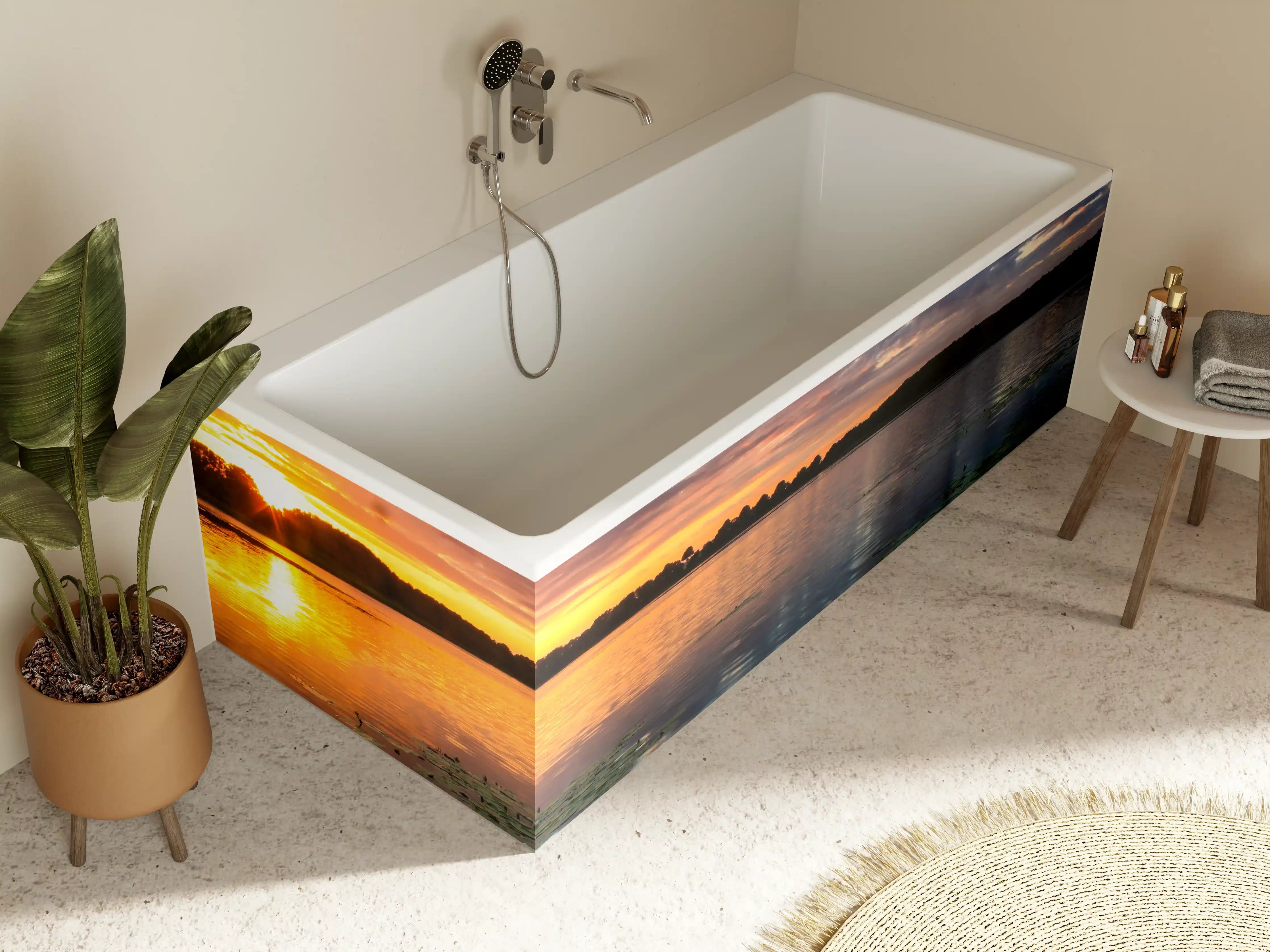 Badewannen-Rückwand - Epischer Sonnenuntergang über See