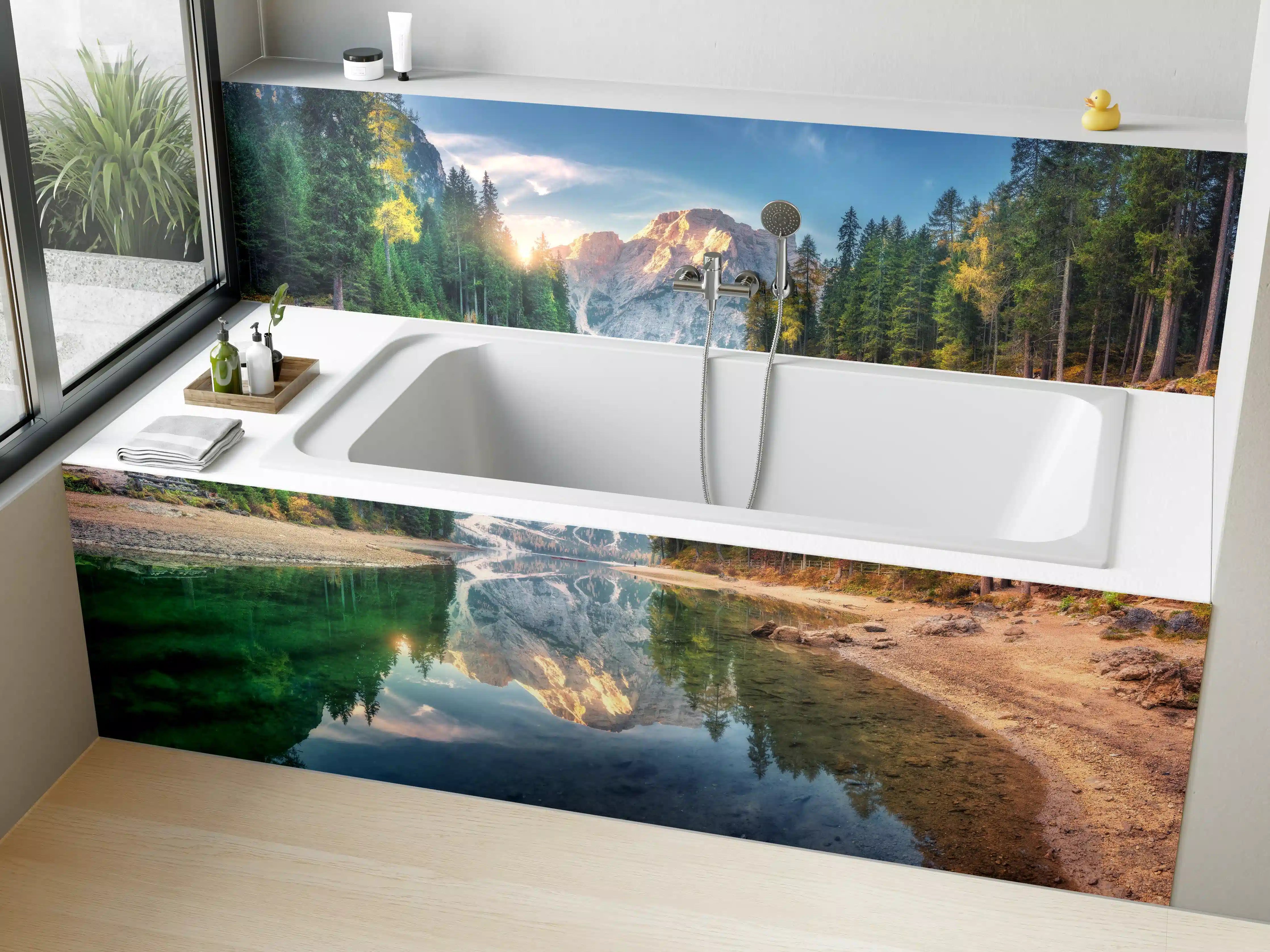 Badewannen-Rückwand - Erstaunlicher Pragser Wildsee bei Sonnenaufgang