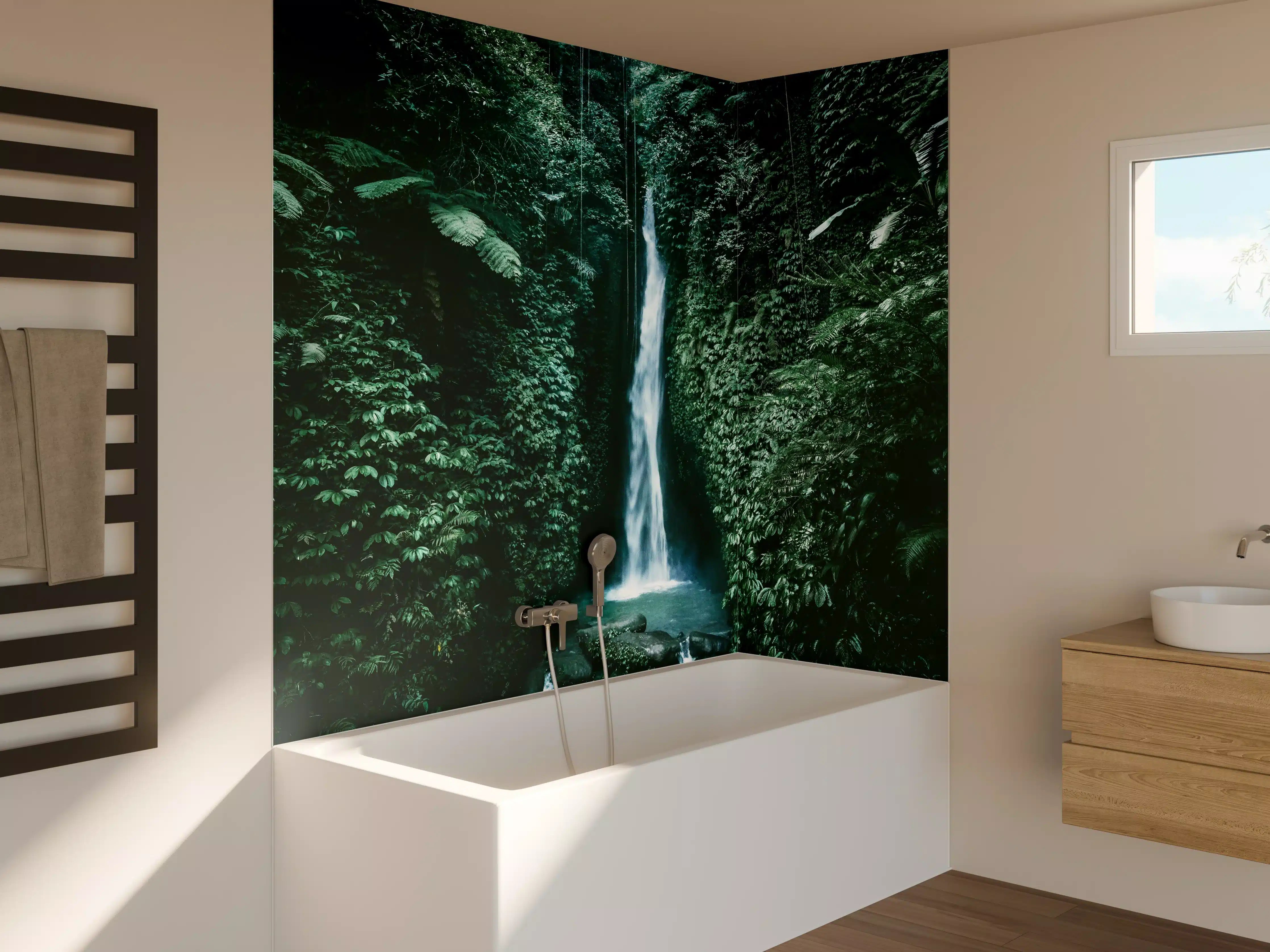 Badewannen-Rückwand - Erstaunlicher Wasserfall auf Bali