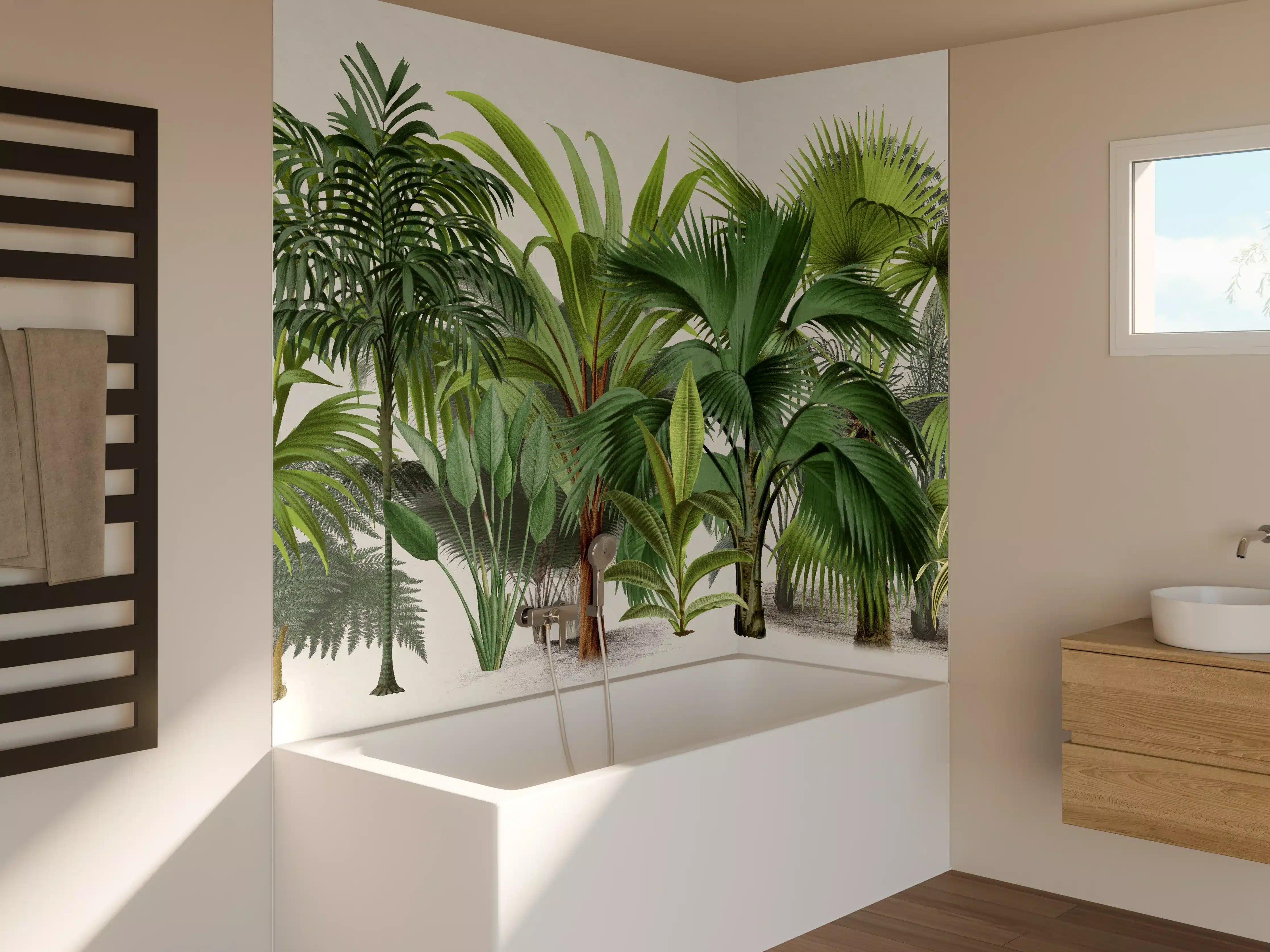 Badewannen-Rückwand - Exotische Bäume