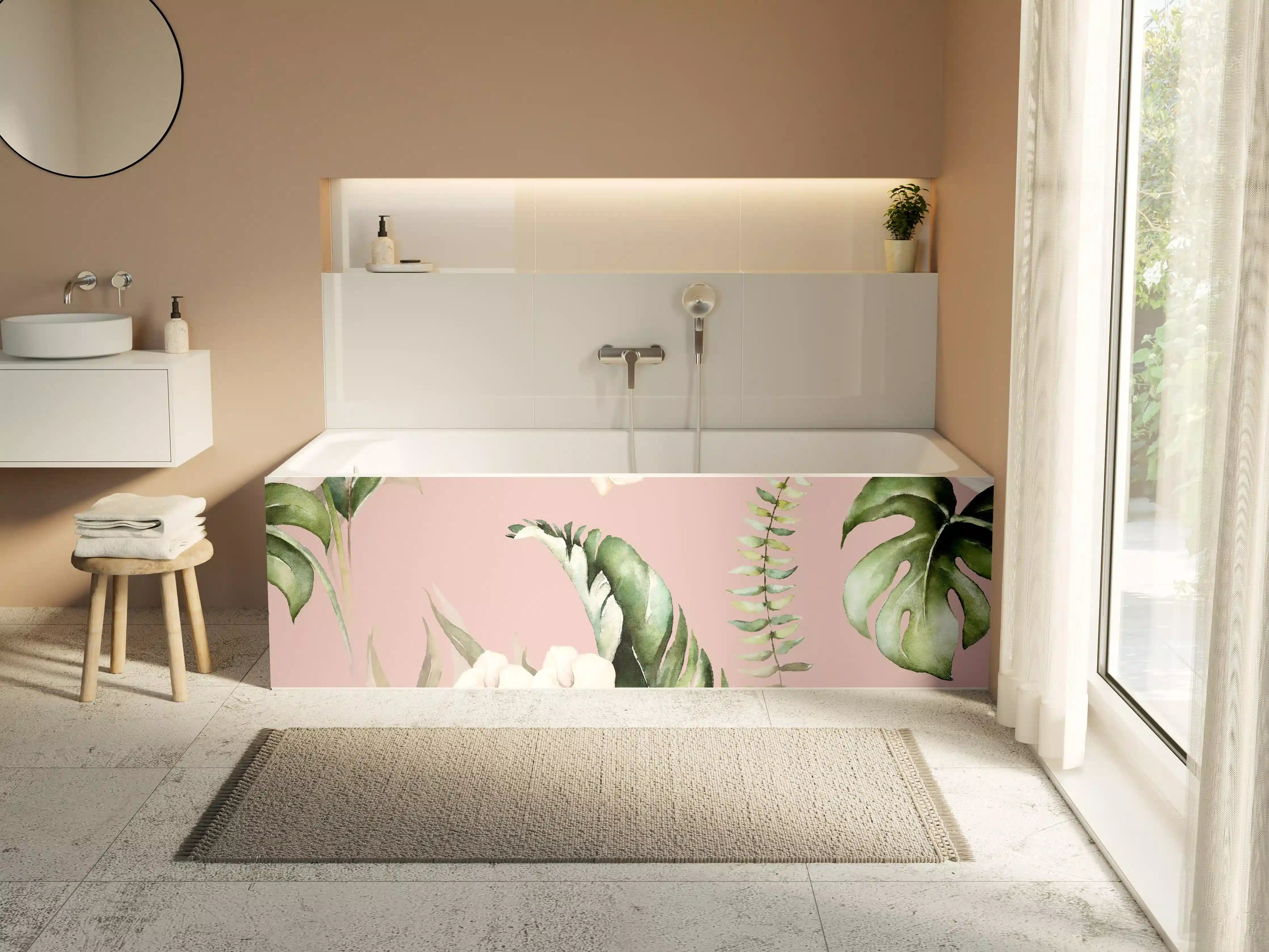 Badewannen-Rückwand - Exotische Pflanzen - Aquarell