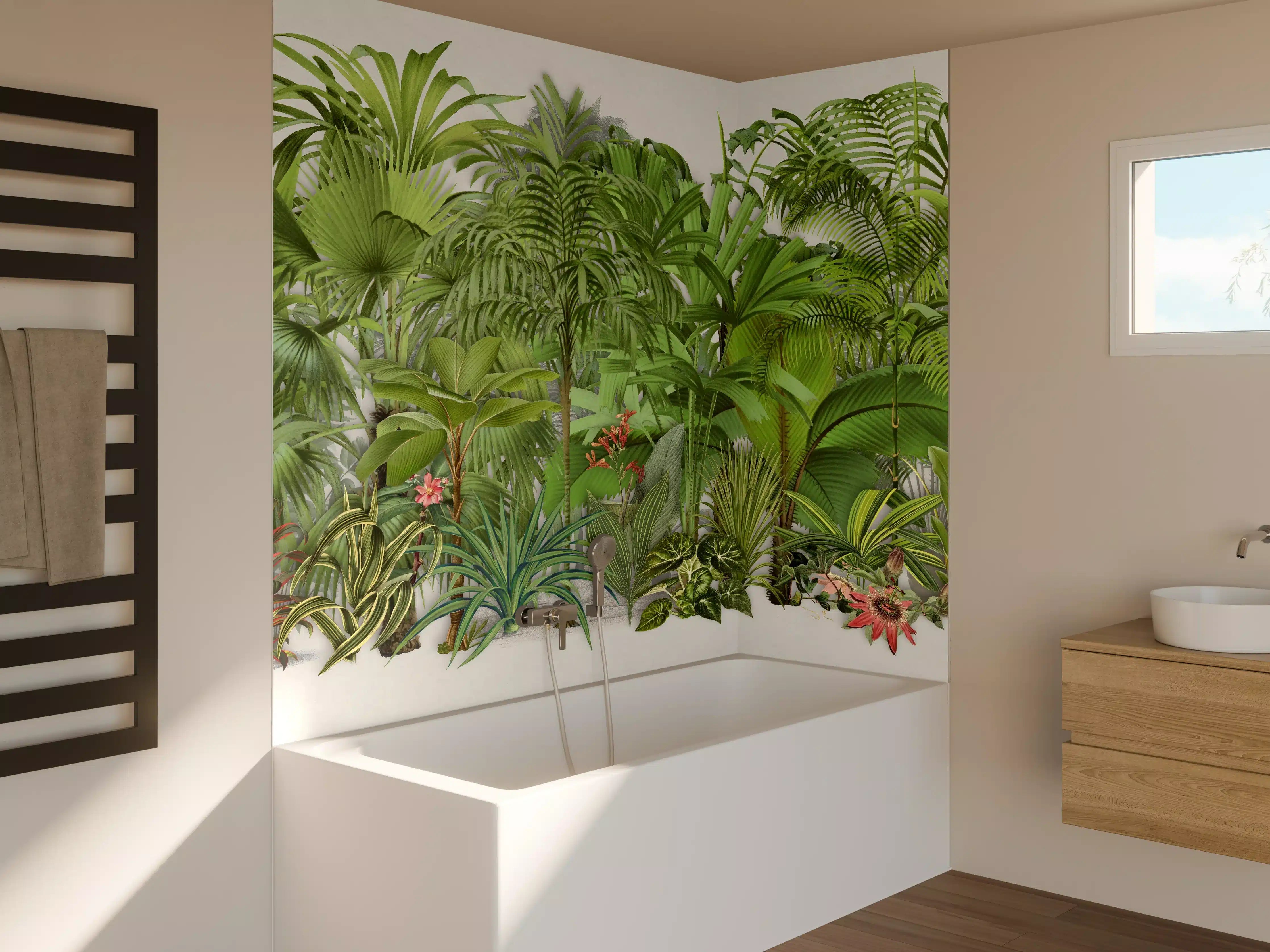 Badewannen-Rückwand - Exotische Pflanzen
