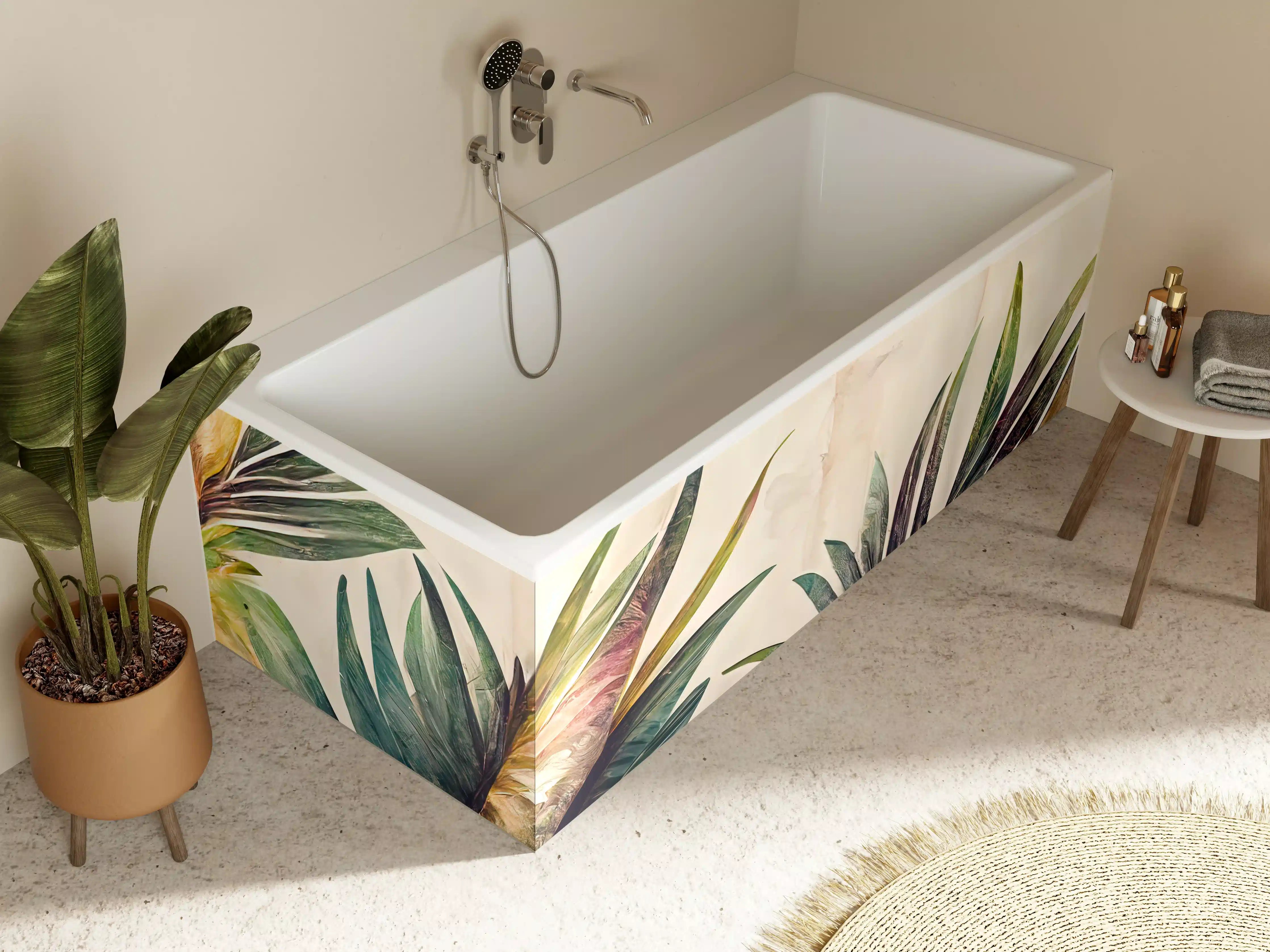 Badewannen-Rückwand - Exotische Pflanzen in Naturfarben
