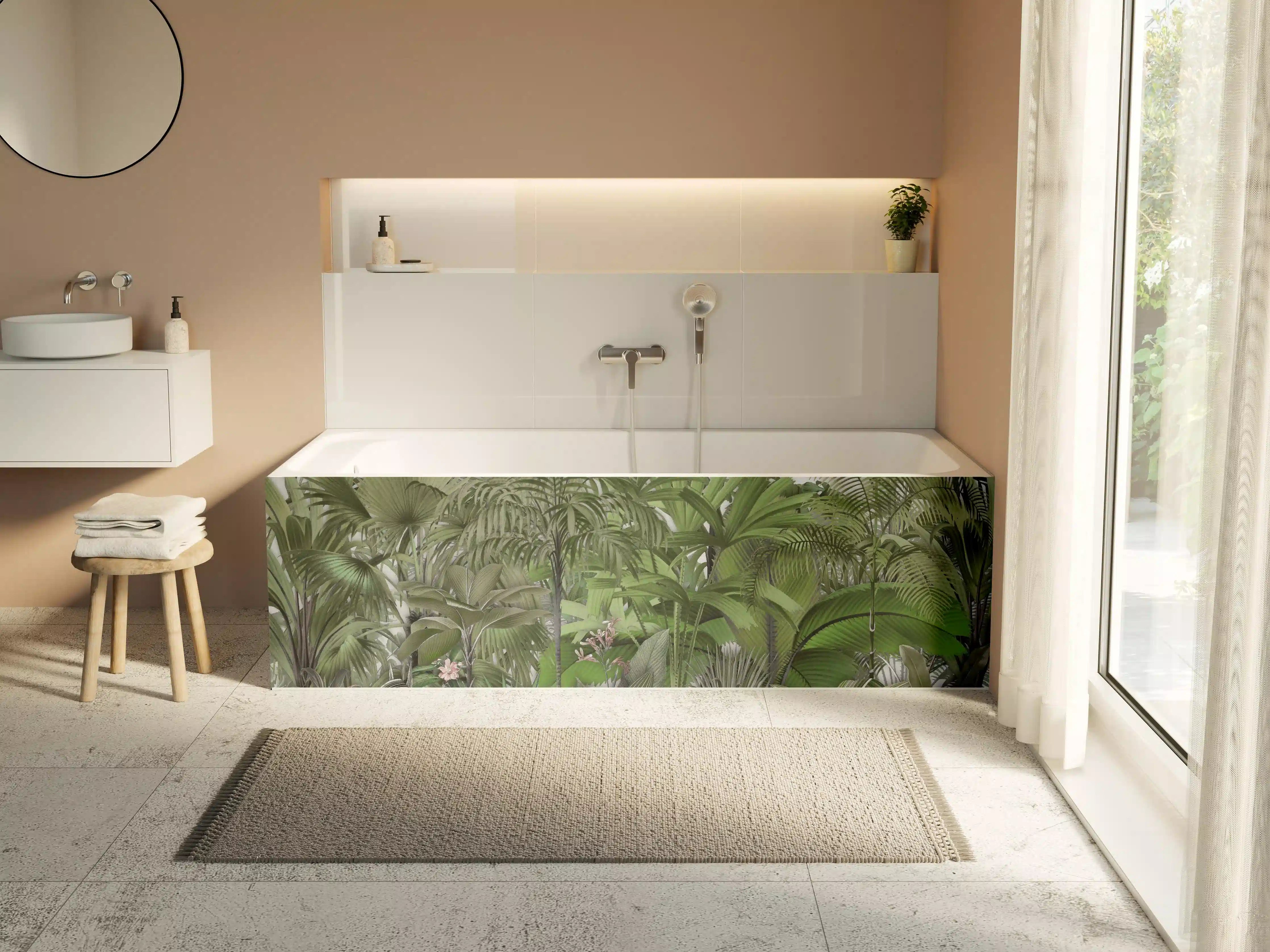 Badewannen-Rückwand - Exotische Sträuche