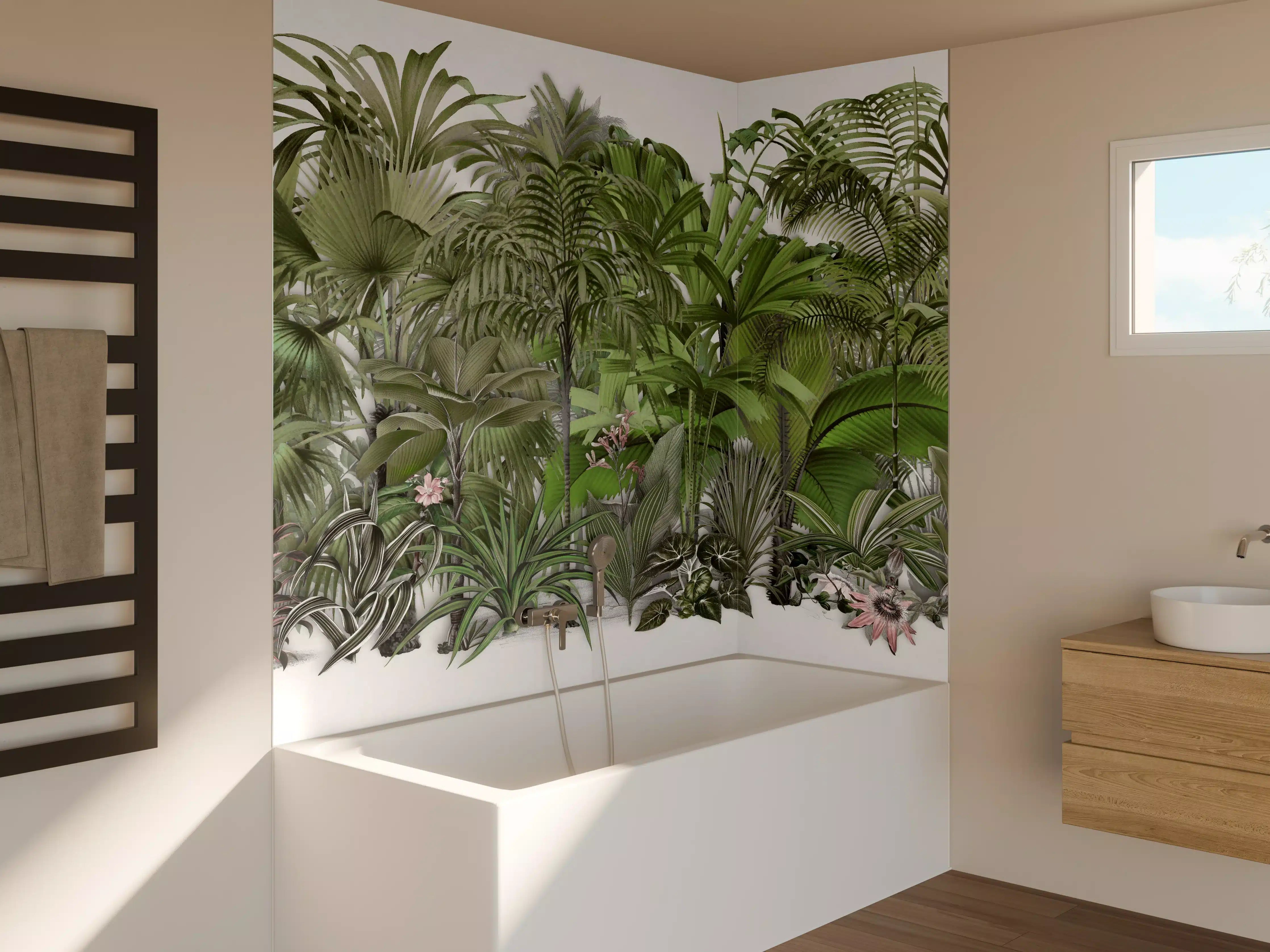 Badewannen-Rückwand - Exotische Sträuche