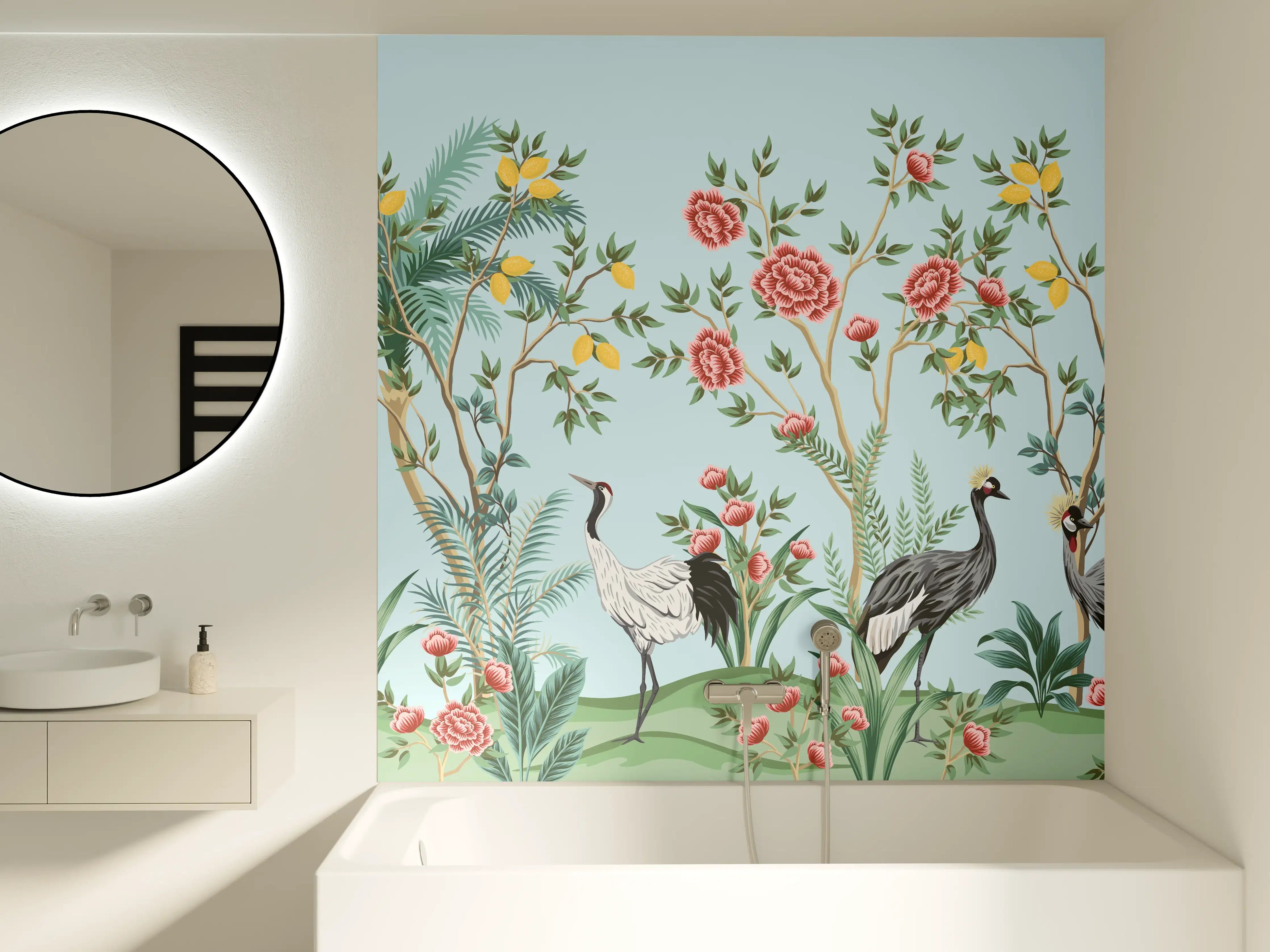 Badewannen-Rückwand - Exotische Vogel-Tapete