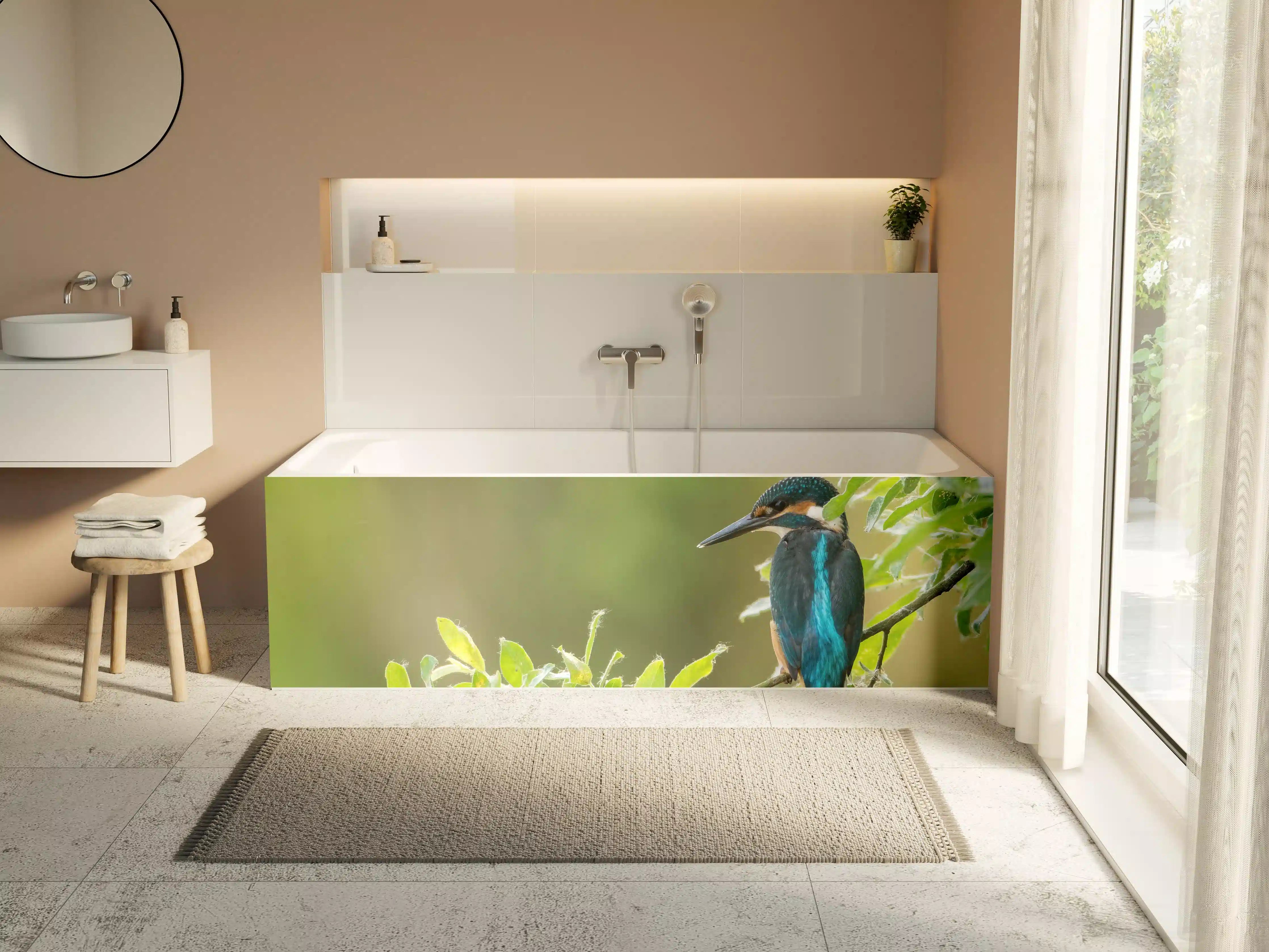 Badewannen-Rückwand - Exotischer friedlicher Eisvogel