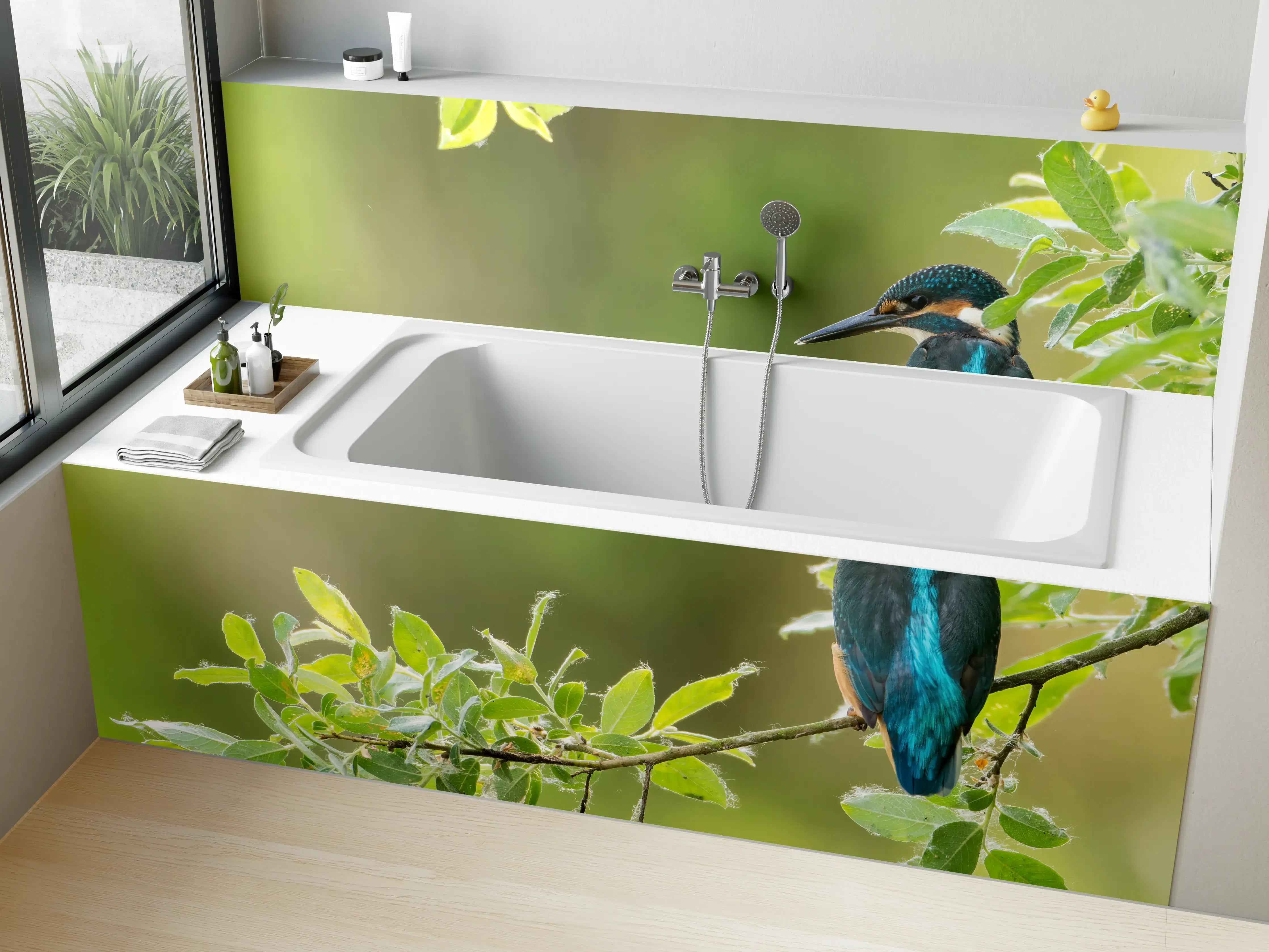 Badewannen-Rückwand - Exotischer friedlicher Eisvogel