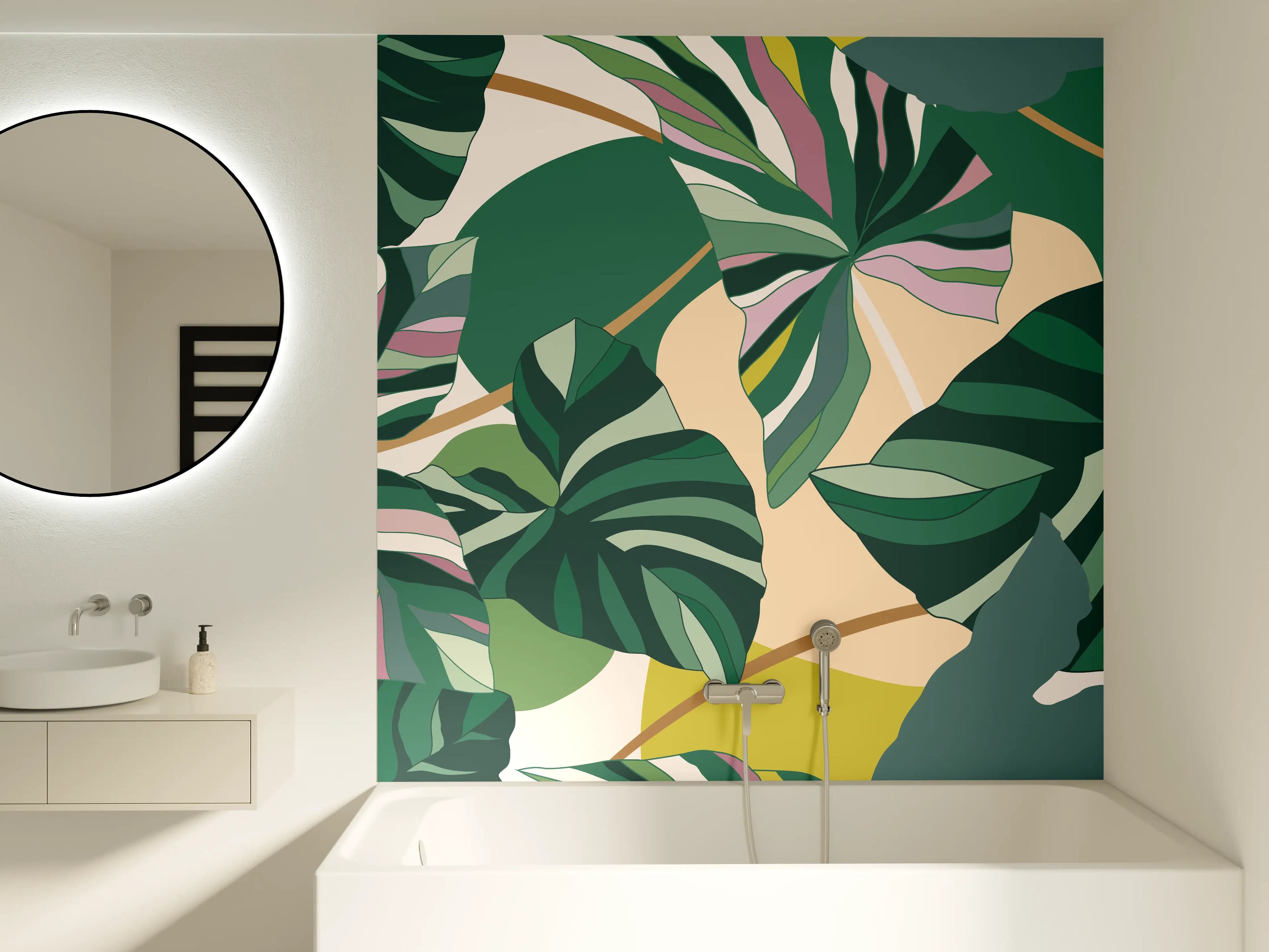 Badewannen-Rückwand - Exotisches Monstera Blattdesign