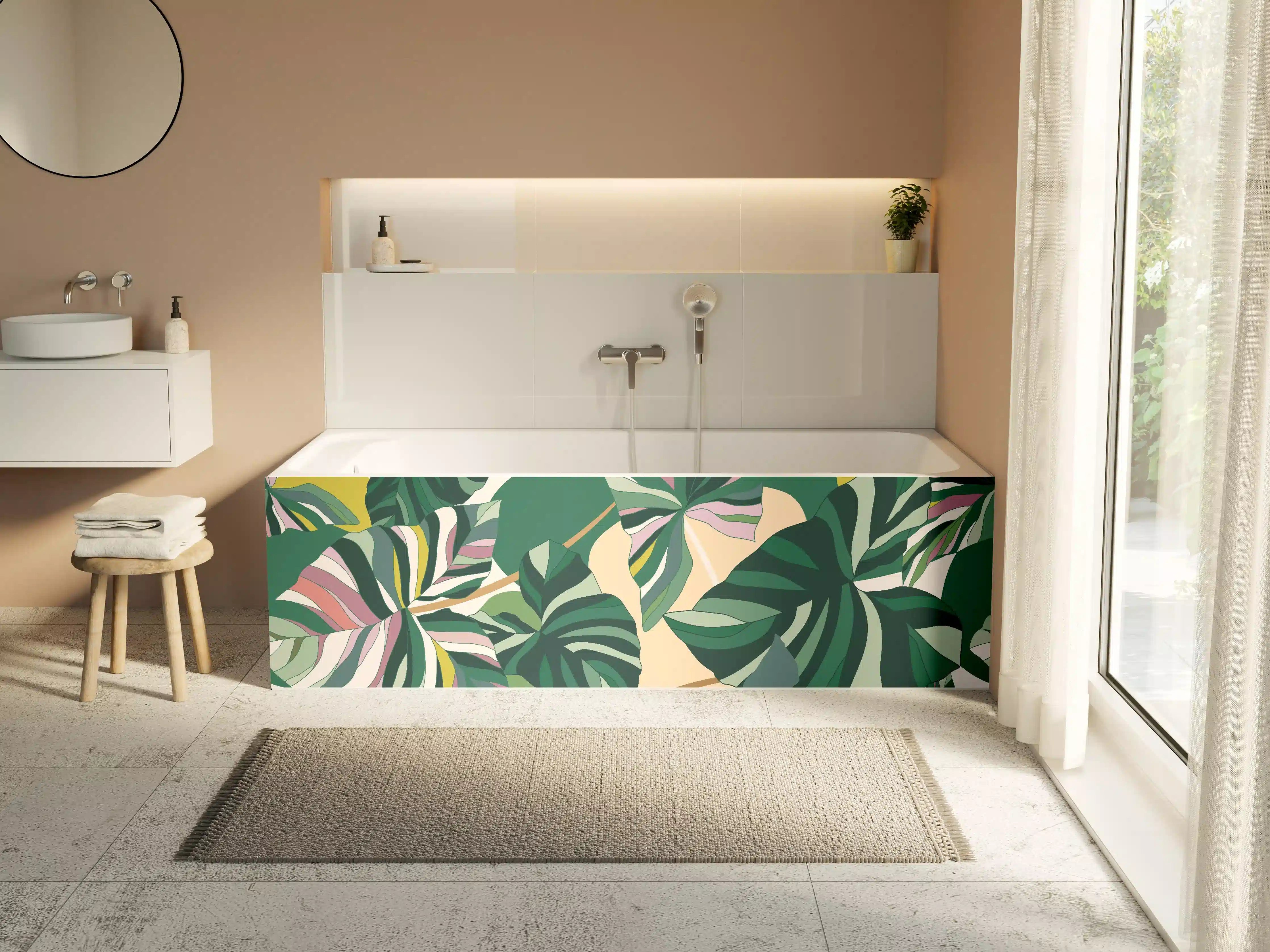 Badewannen-Rückwand - Exotisches Monstera Blattdesign