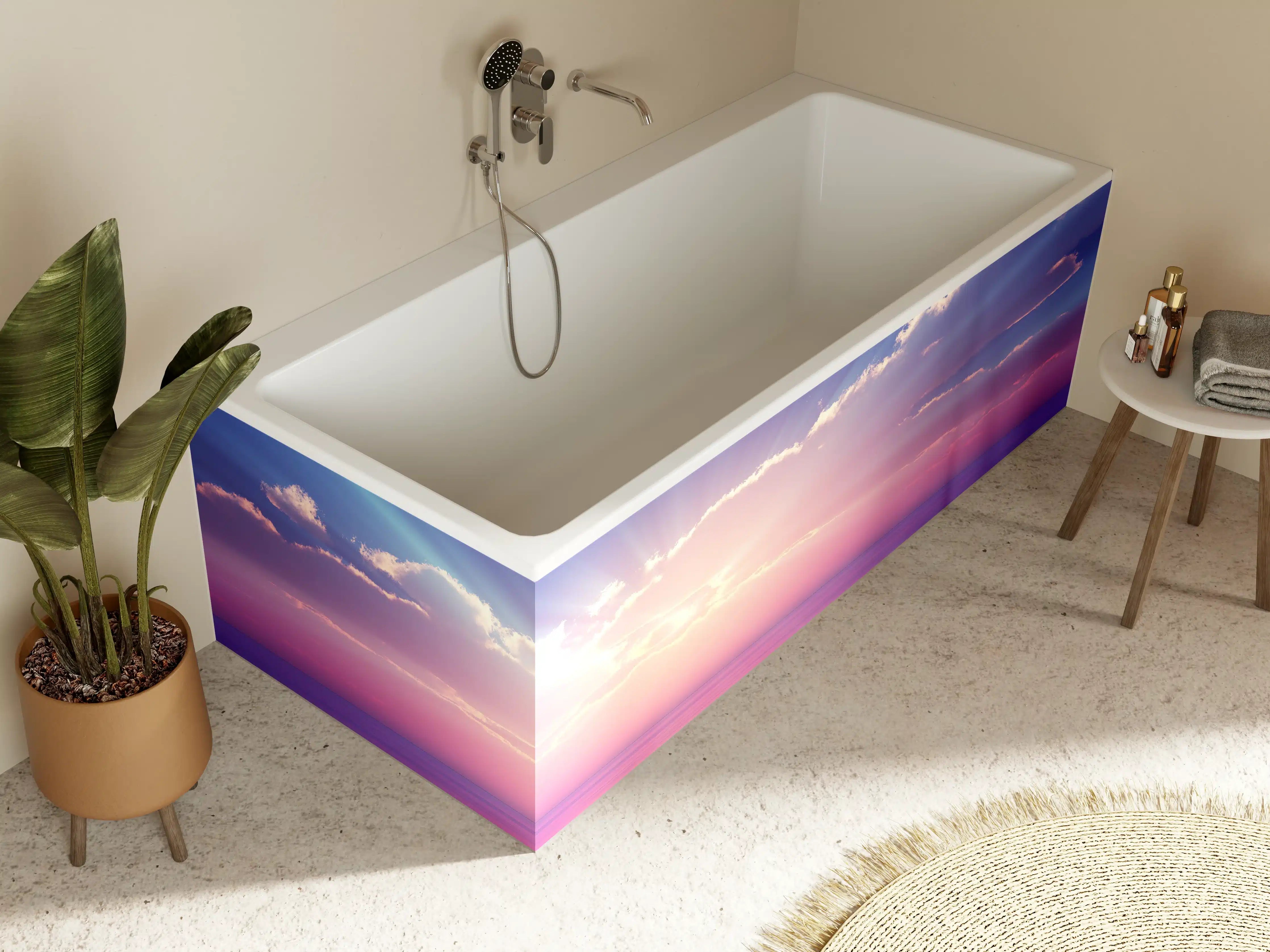 Badewannen-Rückwand - Fantasievoller Sonnenuntergang über dem Meer