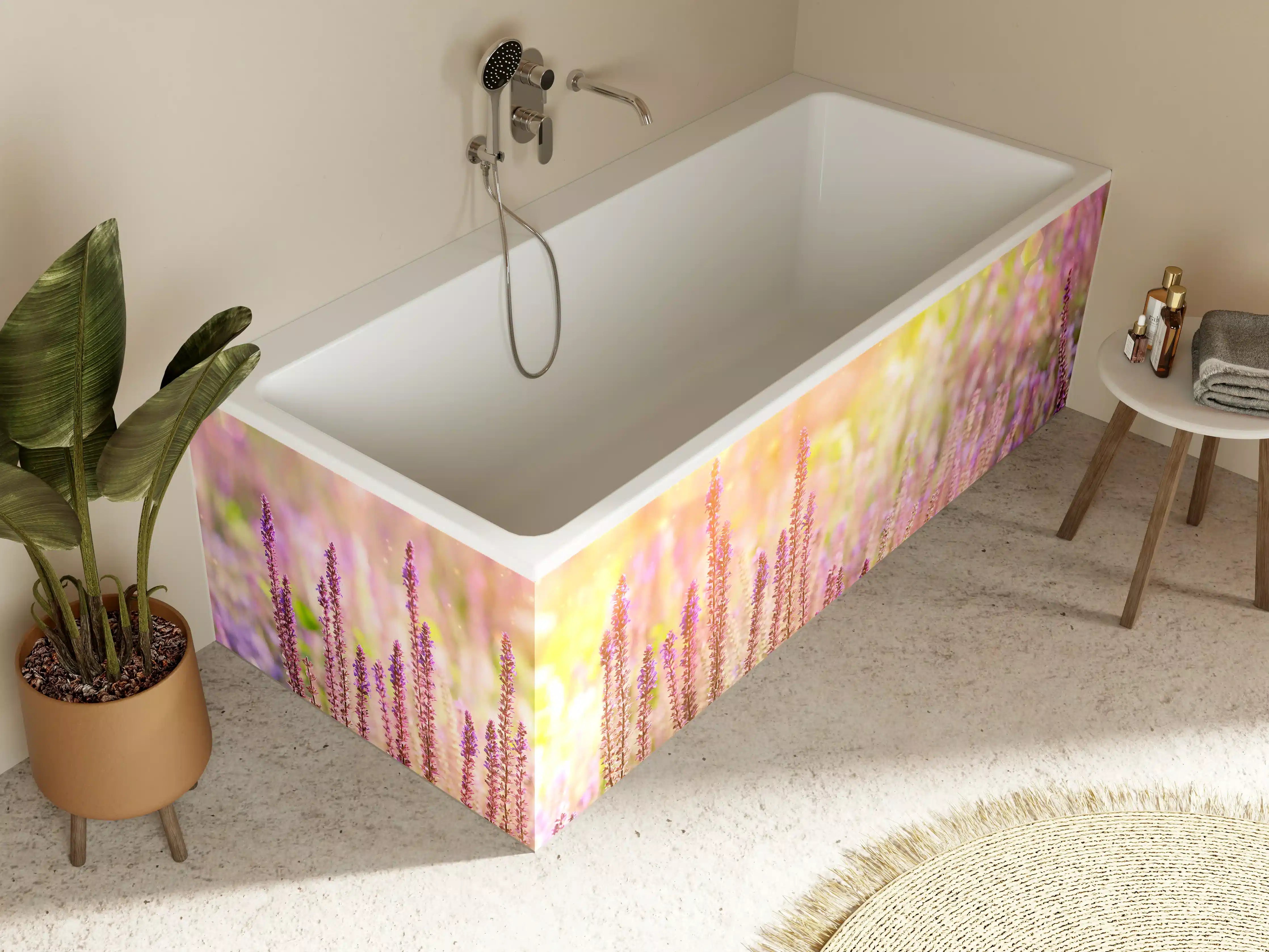 Badewannen-Rückwand - Farbenfrohe Blüten der Ziersalbei-Pflanzen