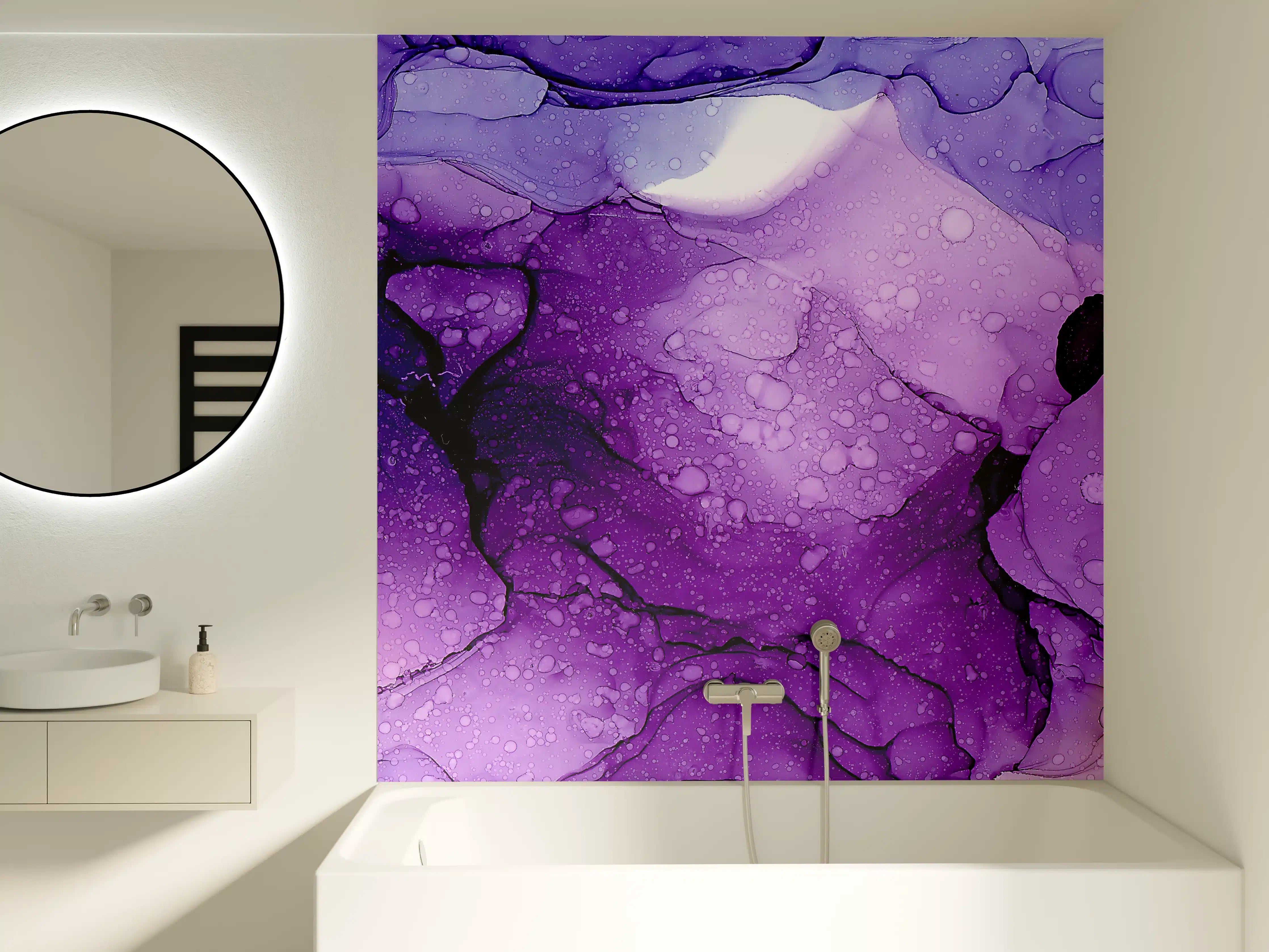 Badewannen-Rückwand - Farbenfrohe Wasserfarben-Textur