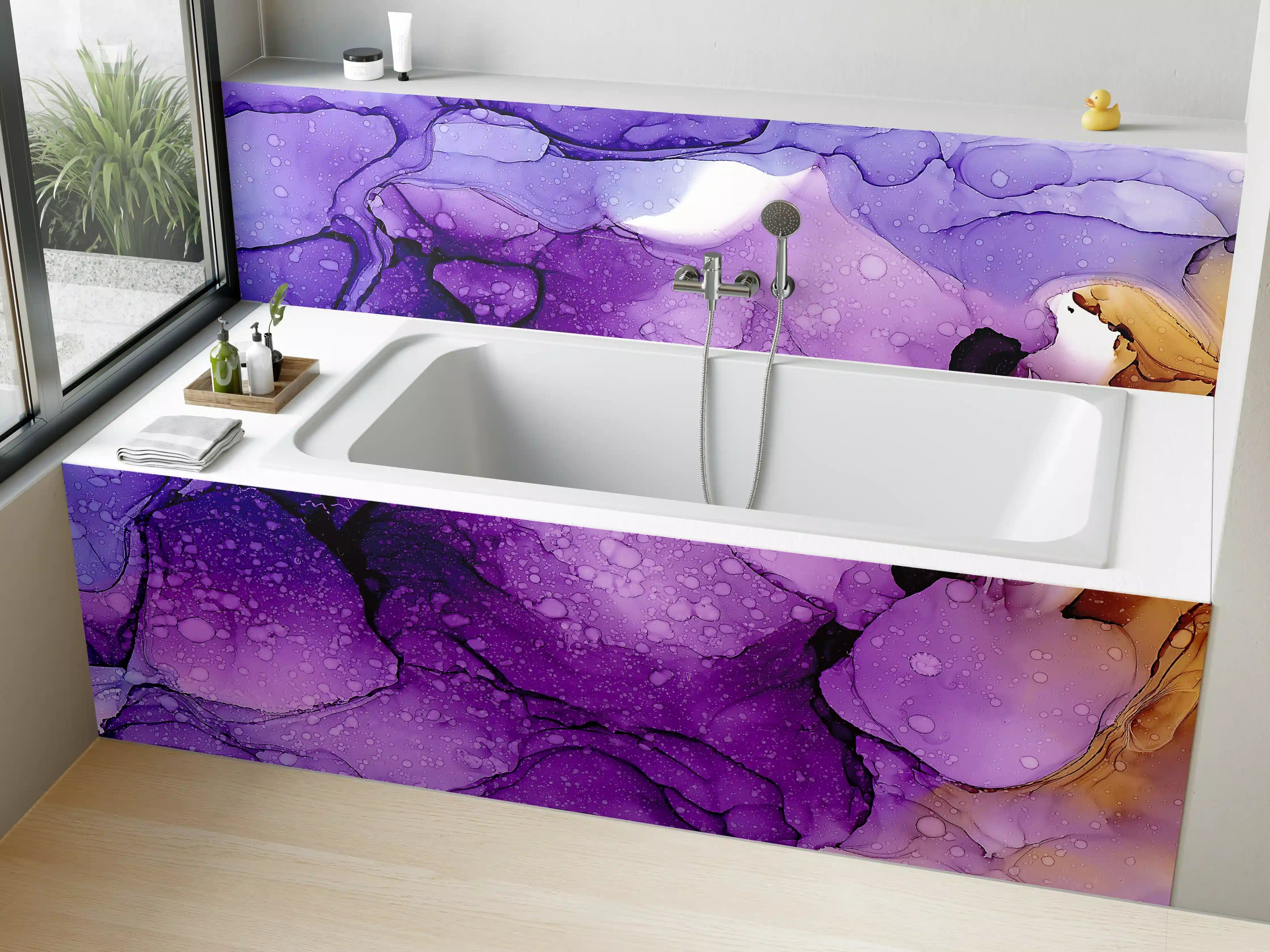 Badewannen-Rückwand - Farbenfrohe Wasserfarben-Textur